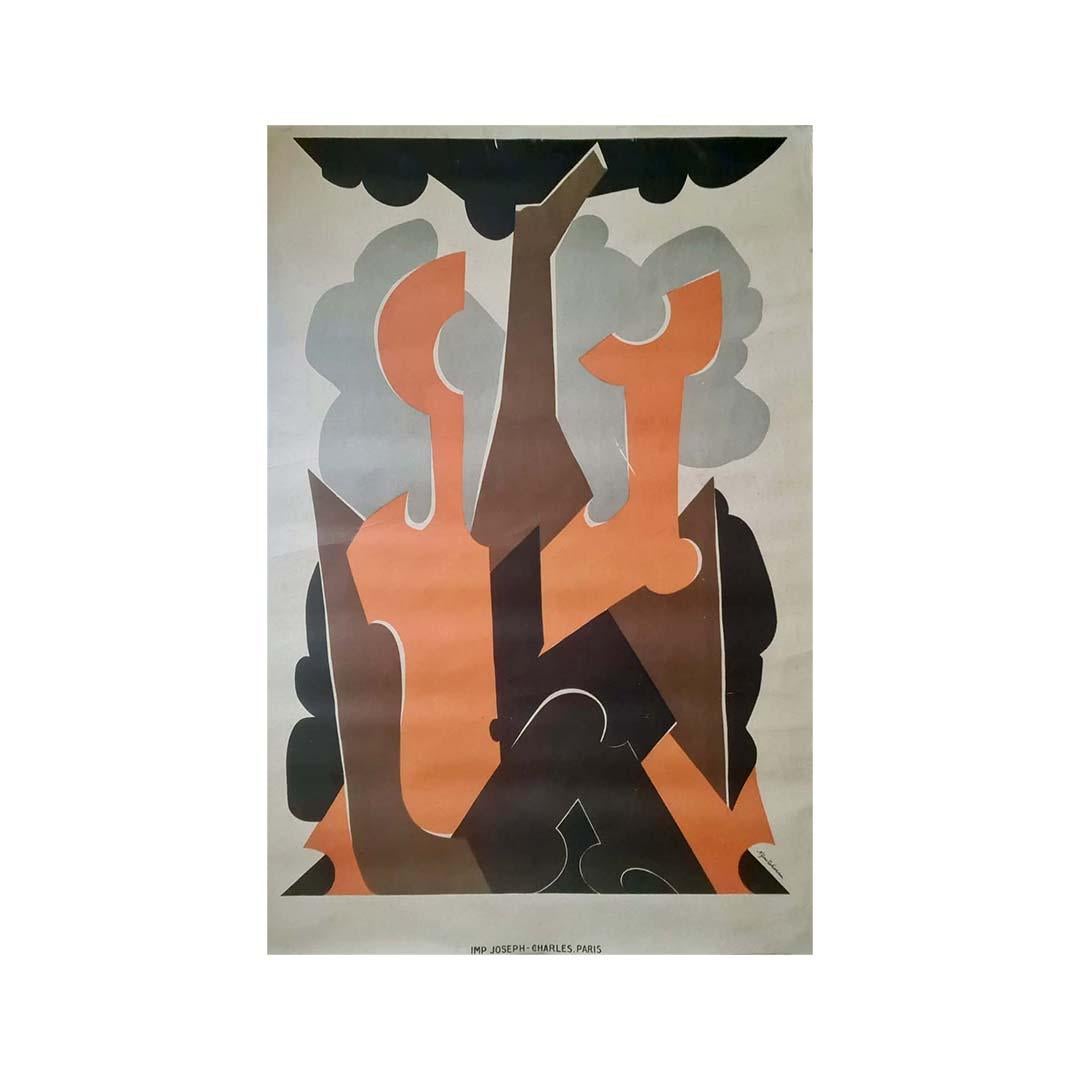 Before the letter - Natalia Gontcharova designed this poster for the Grand Bal des Artistes which was held in the Bullier room, in Paris, February 23, 1923. Its poster reveals the influence of Cubism in its spatial composition fragmented on a flat