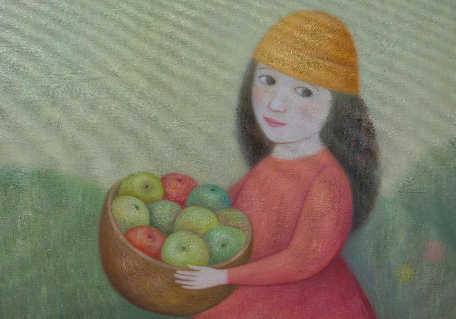 APPLE TIME - Brown Figurative Painting by Natalia Ivanova
