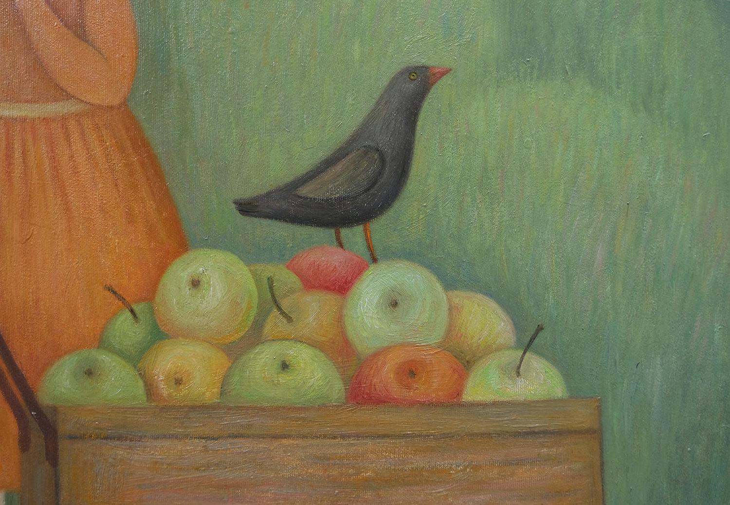 APPLE ZEIT (Braun), Figurative Painting, von Natalia Ivanova