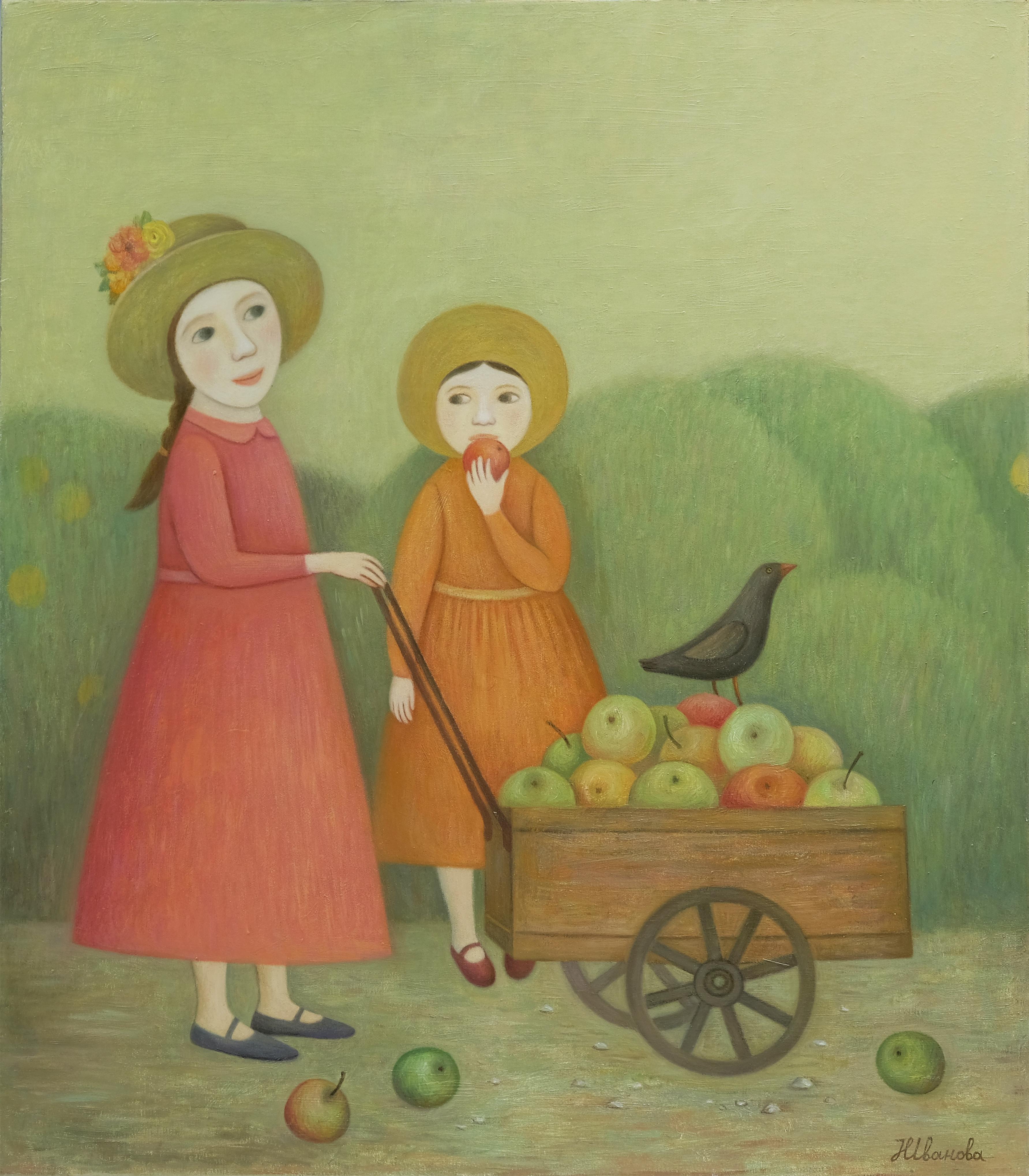 Natalia Ivanova Figurative Painting – APPLE ZEIT
