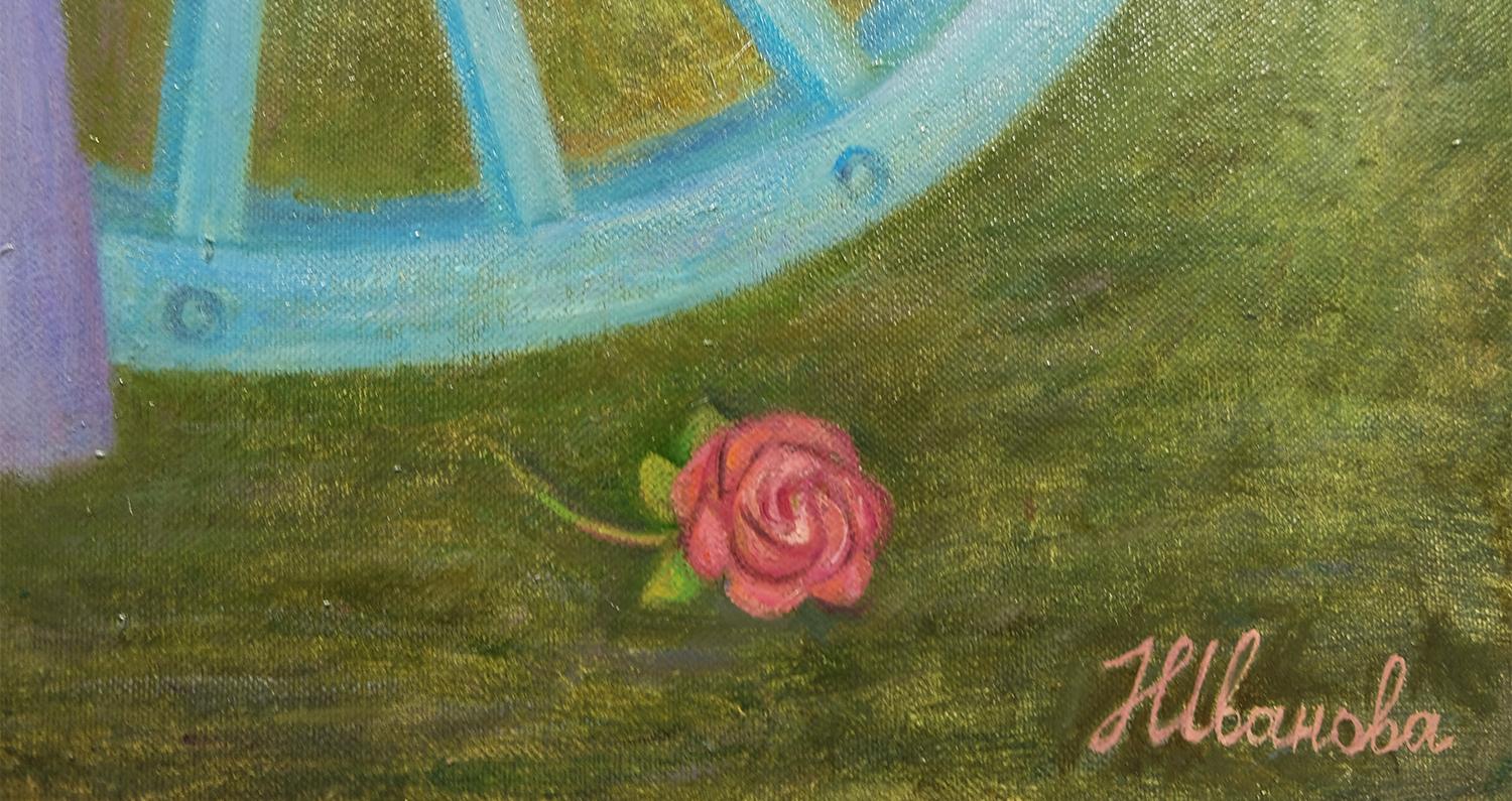 VON FERNEN LÄNDERN TRÄUMEND (Grau), Figurative Painting, von Natalia Ivanova