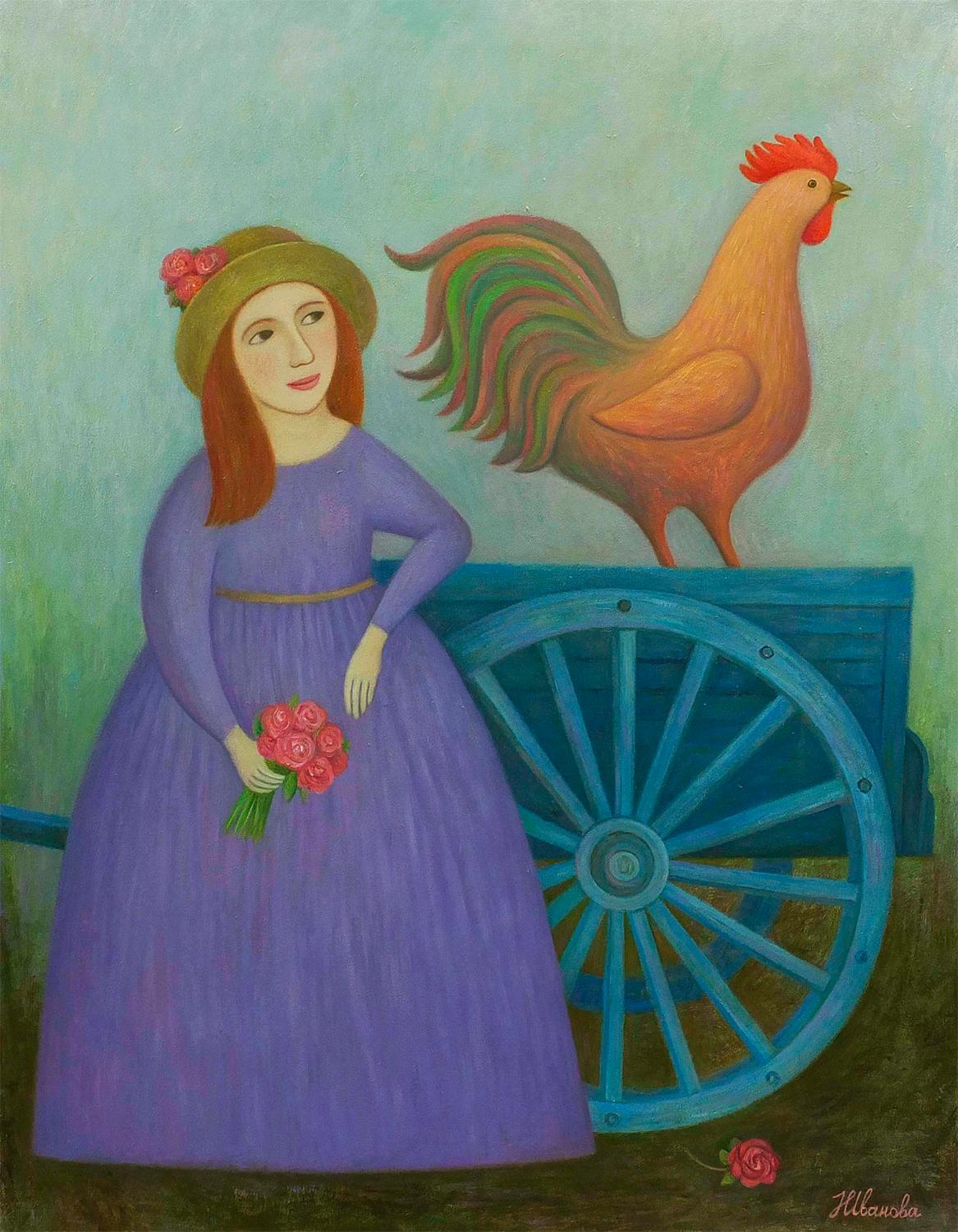 Natalia Ivanova Figurative Painting – VON FERNEN LÄNDERN TRÄUMEND