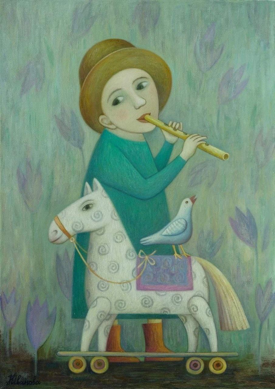 Natalia Ivanova Figurative Painting - LILAC SONG OF SPRING