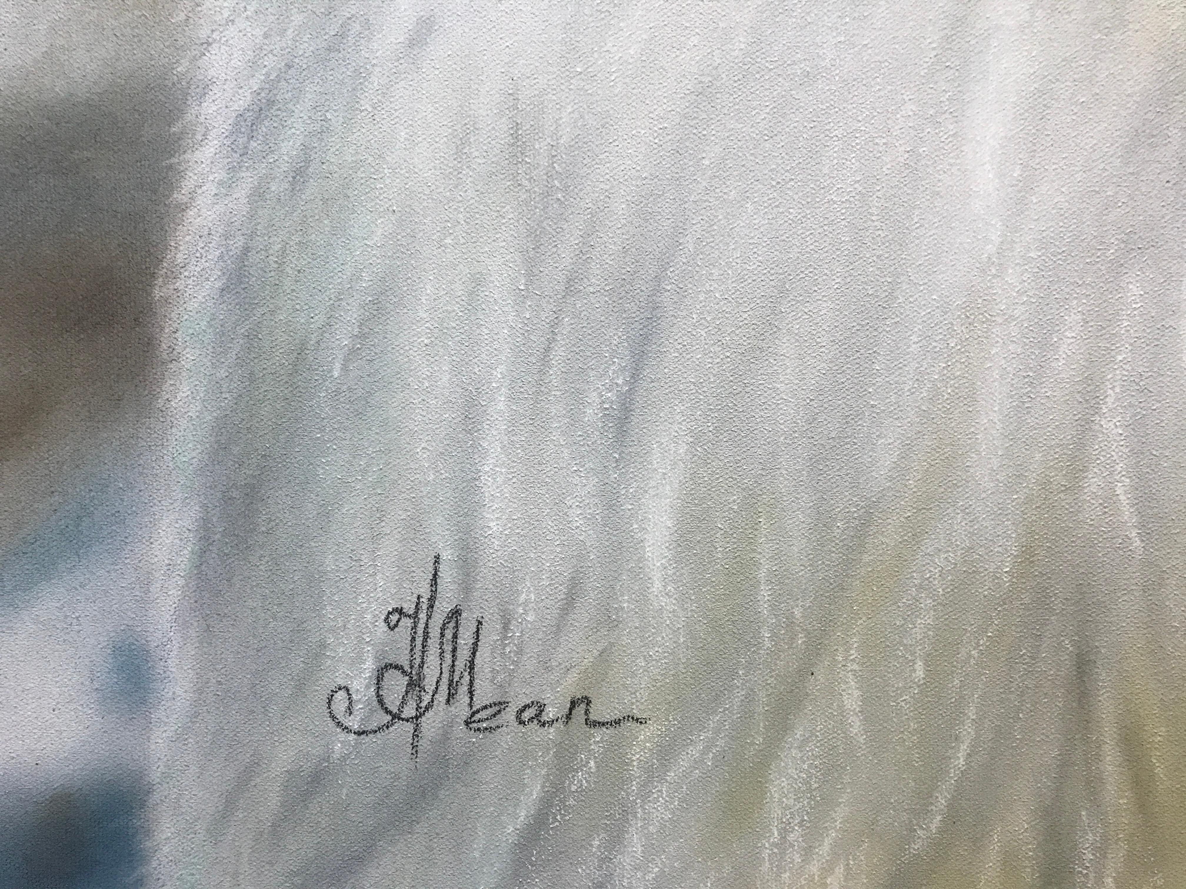 Eisbär. Tier, direkter Blick, Realismus, Großformat, Weiß- und Blautöne (Grau), Animal Painting, von Natalia Jean-Molodtsova