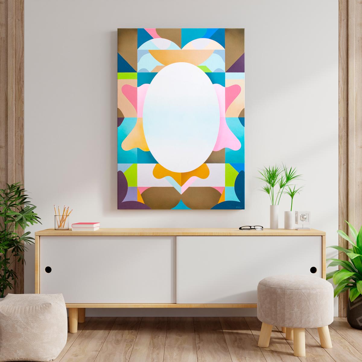 Who Are You? - Geometric Abstract Painting, Acrylic on Canvas, made in France For Sale 1