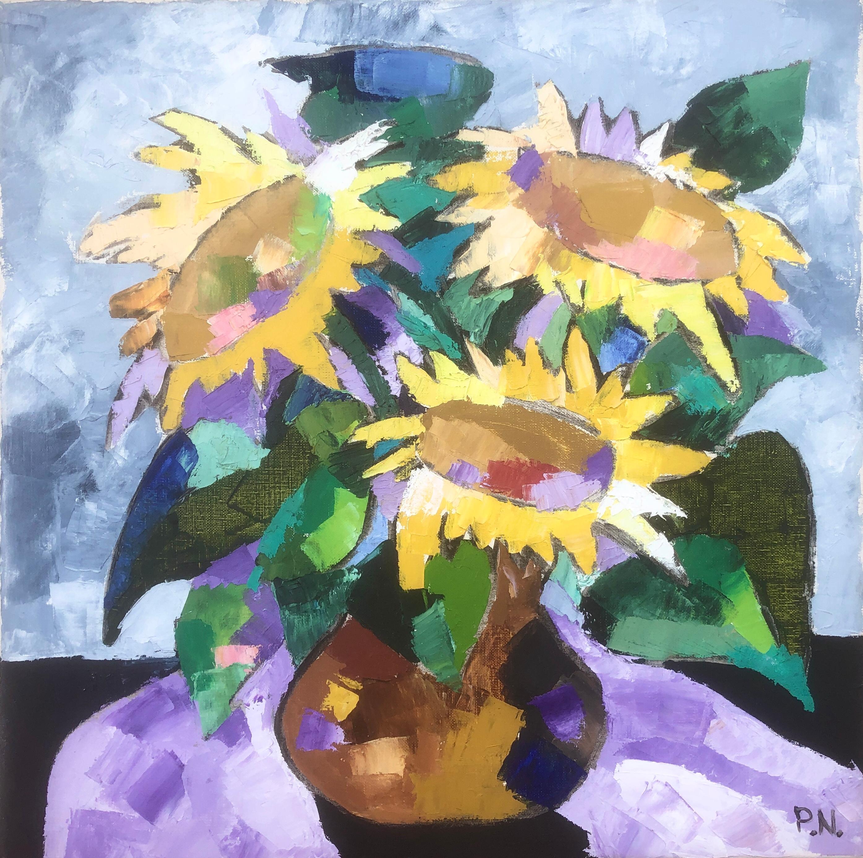 Nature morte aux tournesols huile sur toile peinture artiste russe fleurs