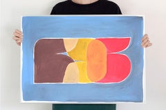 Abstracted Letter Sunset, Vintage Miami Style Colors, Earth Tones Figures