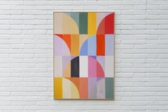 Air Balloons, Geometric Cappadocia Mountains Painting, Red, Purple Earthy Tones