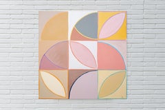 Amber Alabaster Tiles, Coral Tones Bauhaus Mosaic, Soft Pink Grid on Canvas 2026