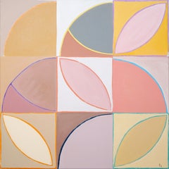 Amber Alabaster Tiles, Coral Tones Bauhaus Mosaic, Soft Pink Grid on Canvas 2026
