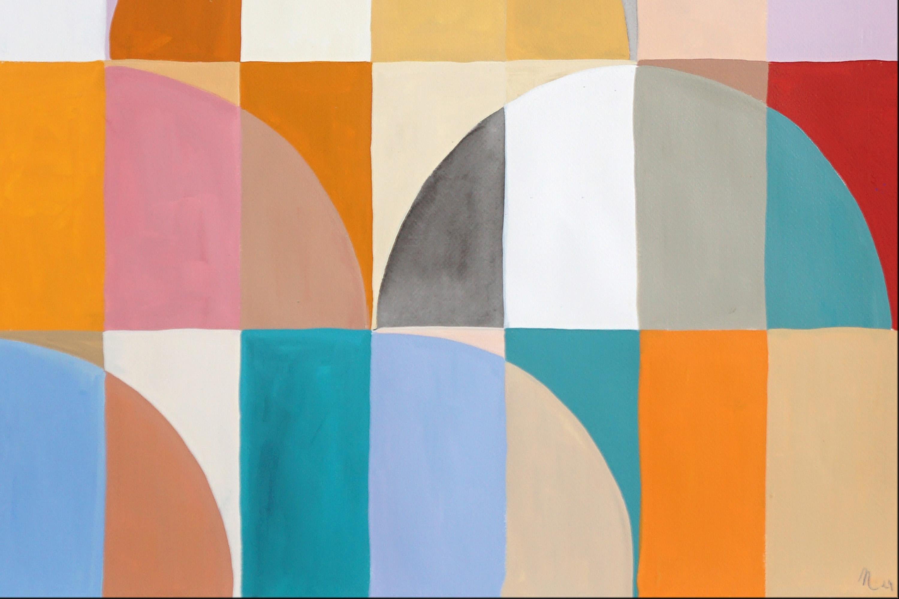 Peinture diptyque Bauhaus Arches Dunes, papier, tons pastel en vente 5