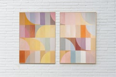 Amber Pastel Sands, Light Tones, Yellow to Purple Hue, Geometric Bauhaus Tiles