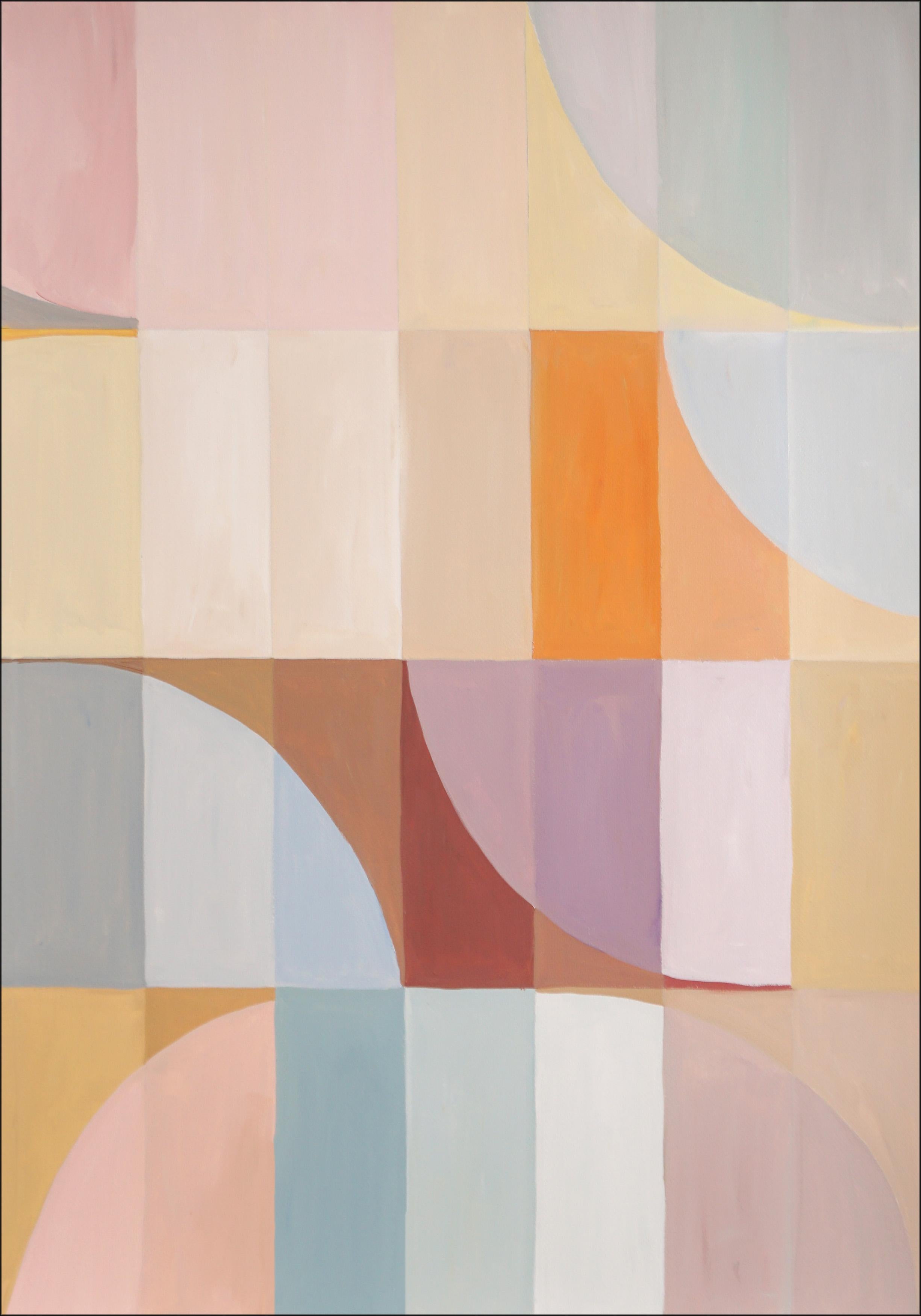 Amber Pastel Sands, Light Tones, Yellow to Purple Hue, Geometric Bauhaus Tiles 2