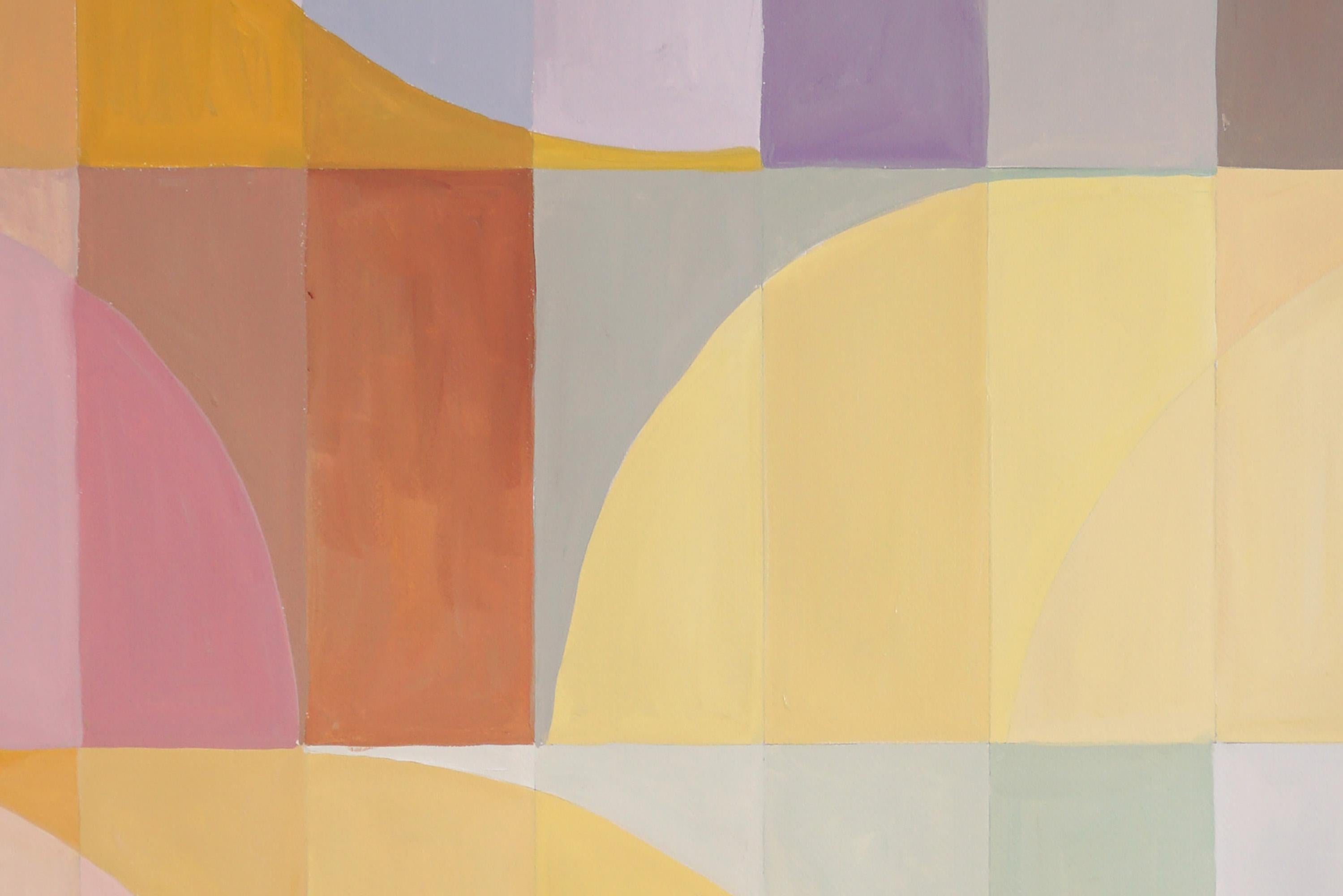 Amber Pastel Sands, Light Tones, Yellow to Purple Hue, Geometric Bauhaus Tiles 4