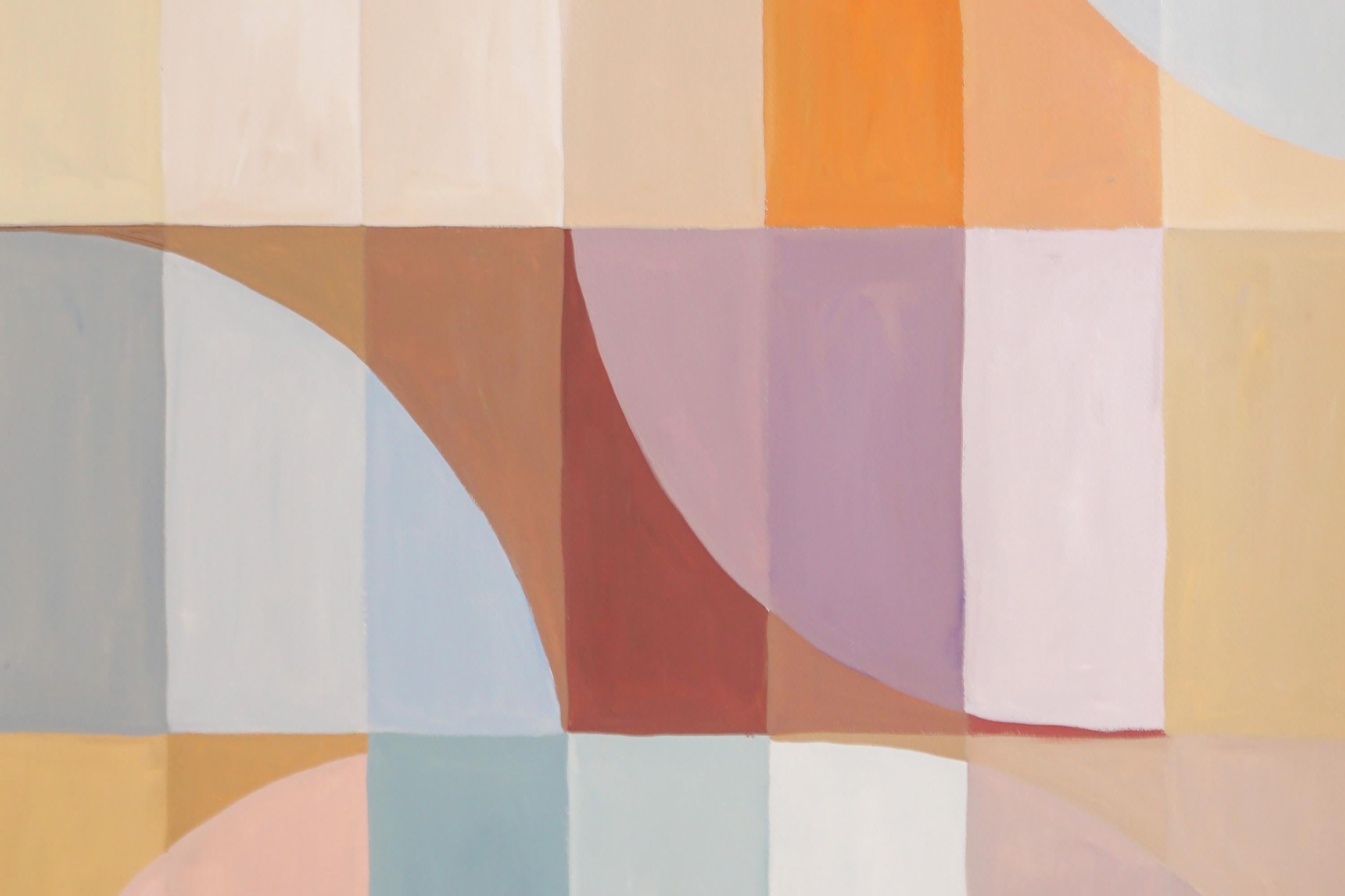 Amber Pastel Sands, Light Tones, Yellow to Purple Hue, Geometric Bauhaus Tiles 5
