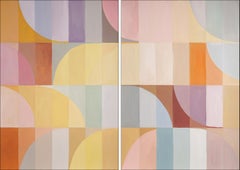 Amber Pastel Sands, Light Tones, Yellow to Purple Hue, Geometric Bauhaus Tiles