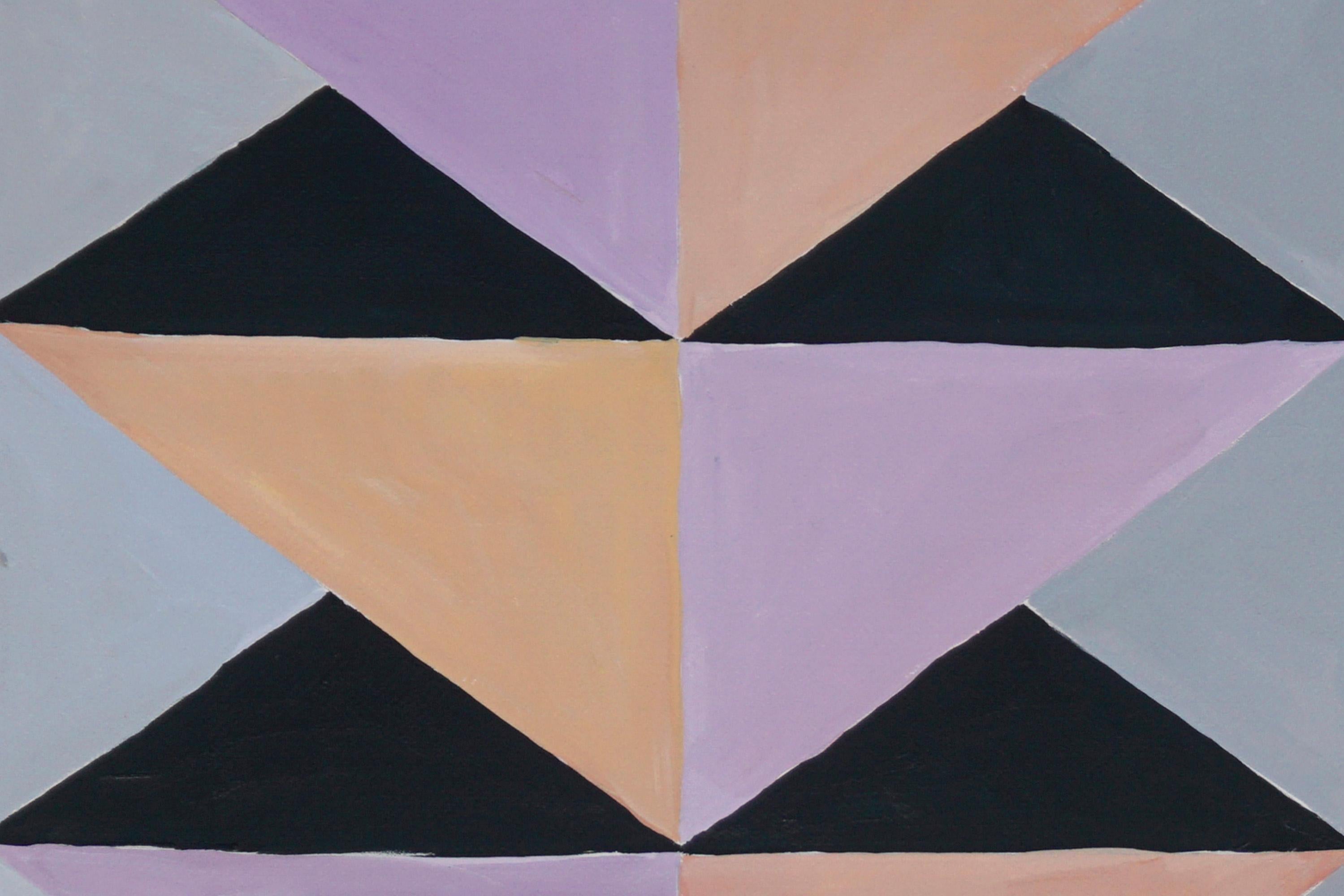 Architecture & Artichoke, Pastel Tones Geometric Triptych, Fractal Modern Grid 3