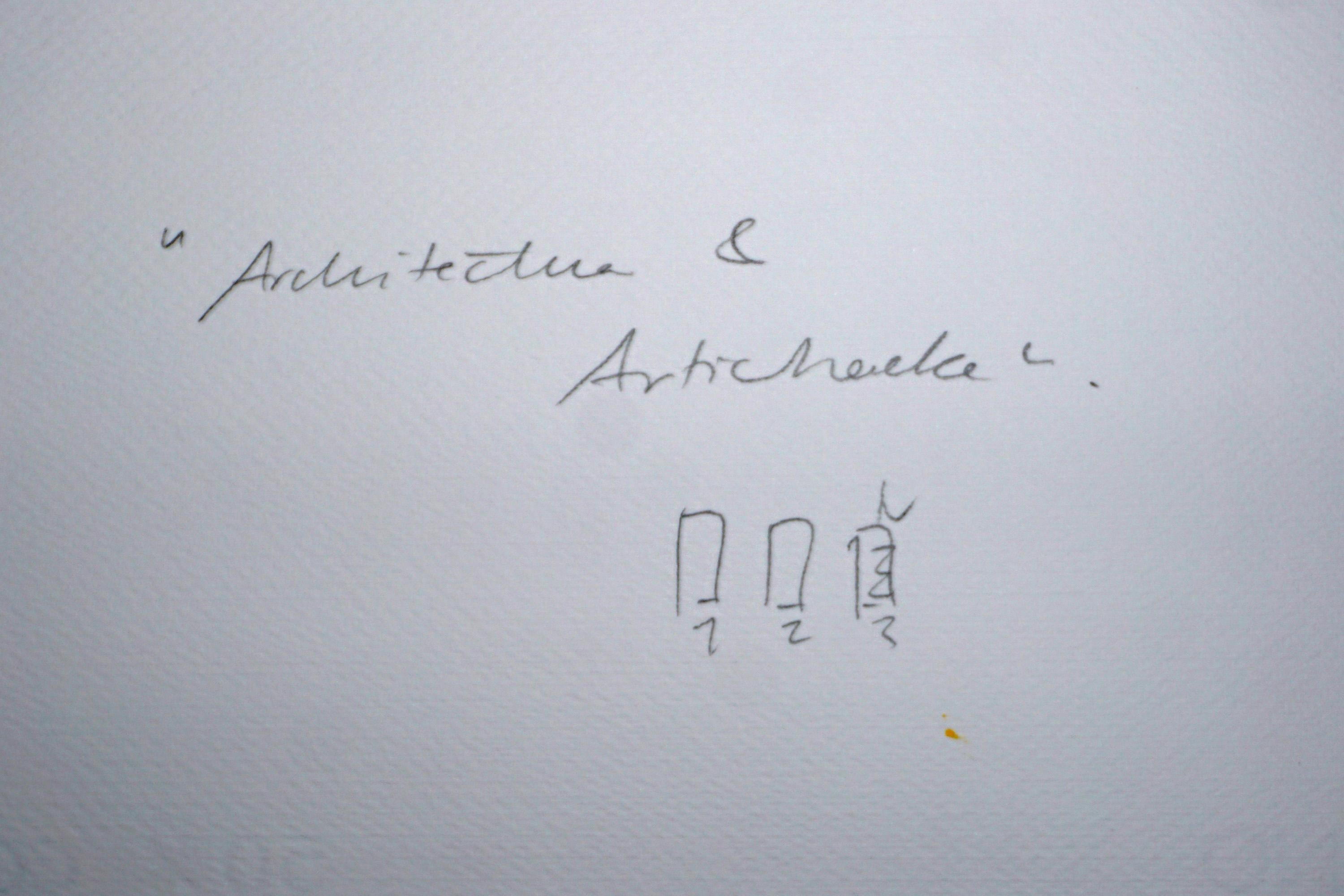 Architecture & Artichoke, Pastel Tones Geometric Triptych, Fractal Modern Grid 4