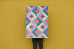 Espejos Art Deco Pastel, Patrones de Azulejos Geométricos Turquesa y Rosa, Simetría