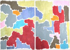 Autumn in Provence, Abstract Diptych Landscape, Warm Tones, Floral Inspiration