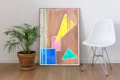Balanced Geometry I, Primary Pastel Tones, Triangles and Squares on Tan, Naive