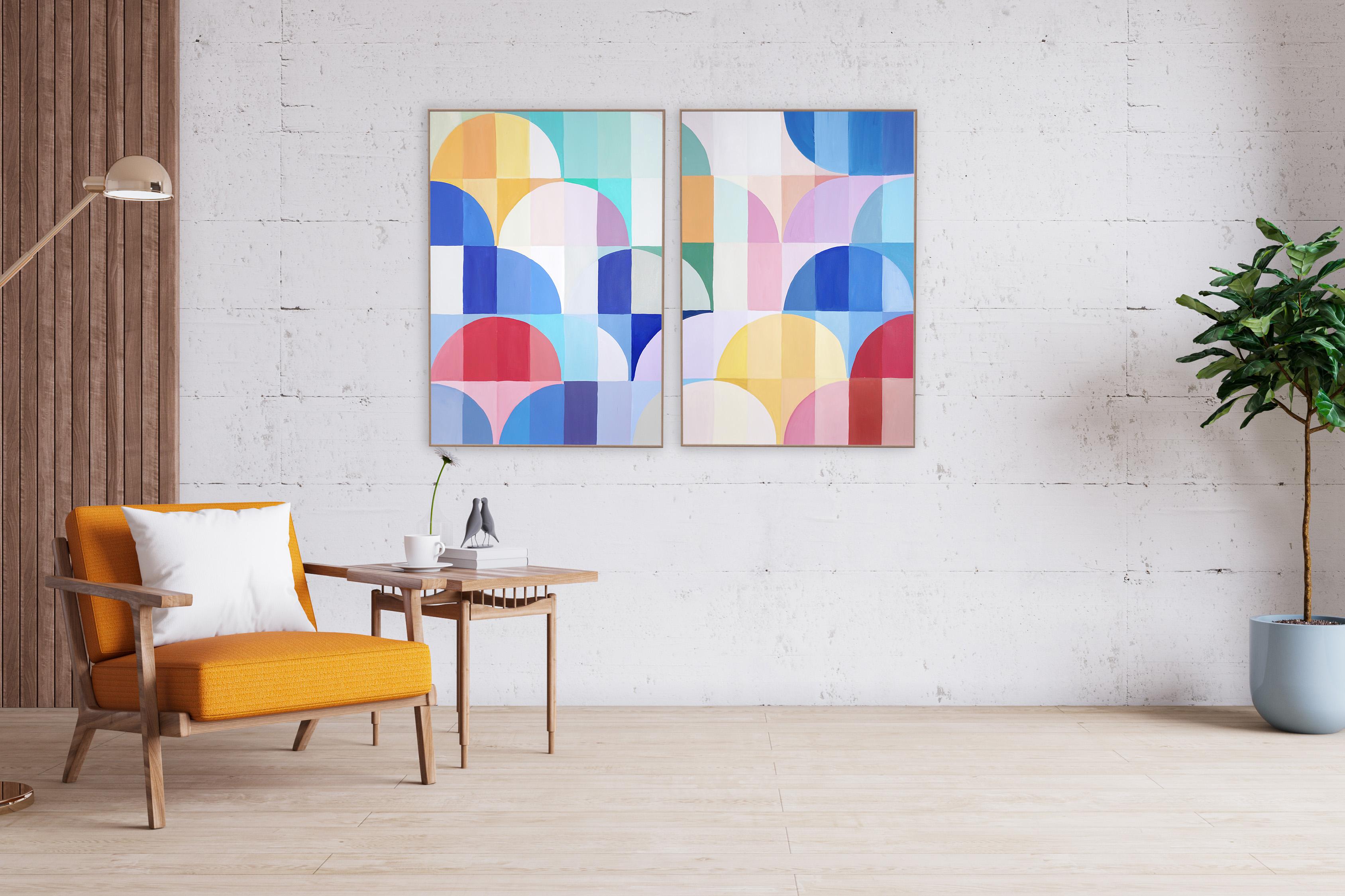 Bauhaus Gems se présente comme une exploration tranquille de l'équilibre, du rythme et de l'architecture chromatique. S'inspirant subtilement de la tradition du Bauhaus, l'œuvre utilise la géométrie non pas comme une contrainte mais comme une