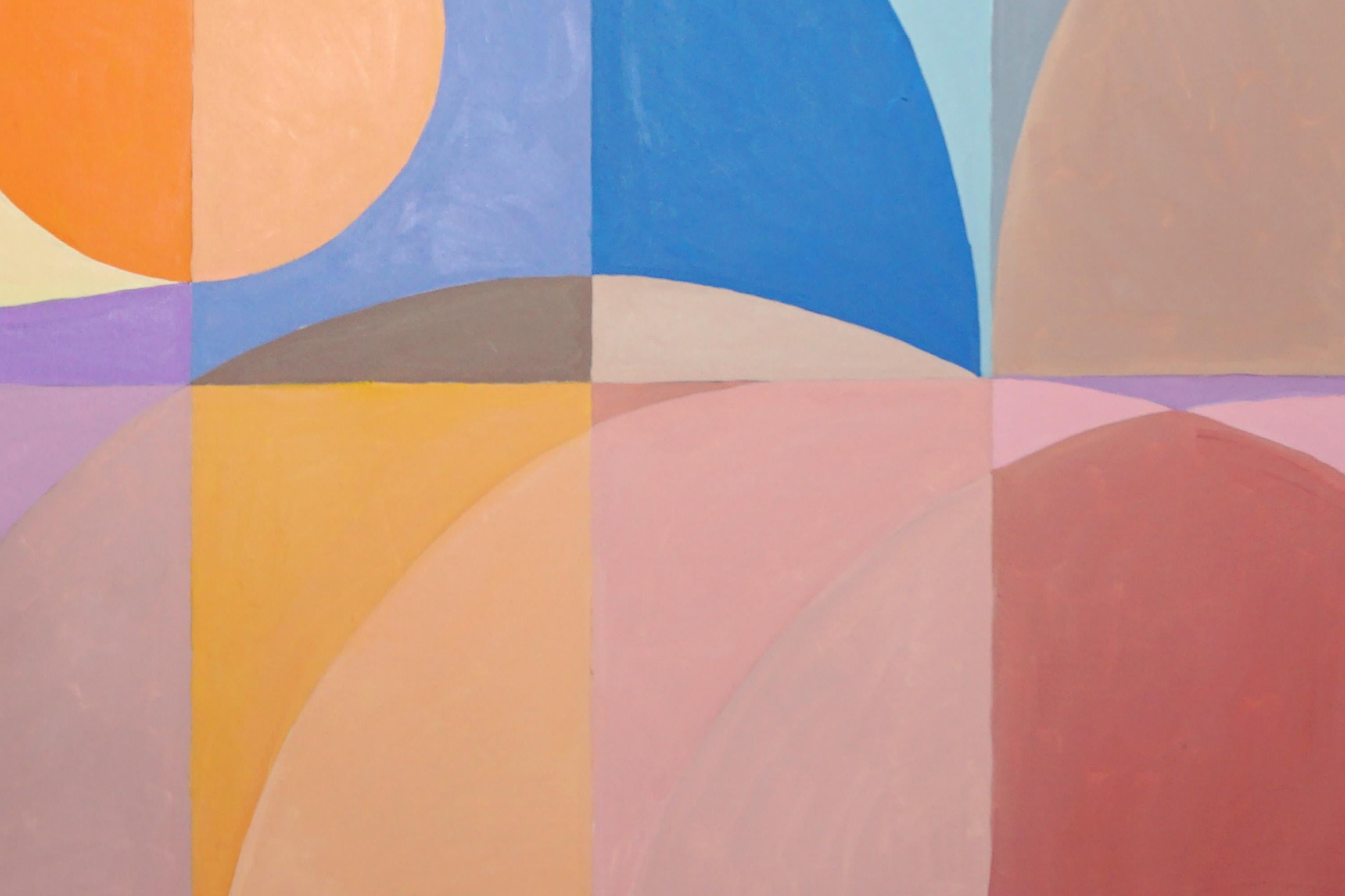 Bauhaus Desert Eclipse, griglia quadrata per pittura, toni della terra, colori sabbiosi, dune - Abstract Painting Marrone di Natalia Roman