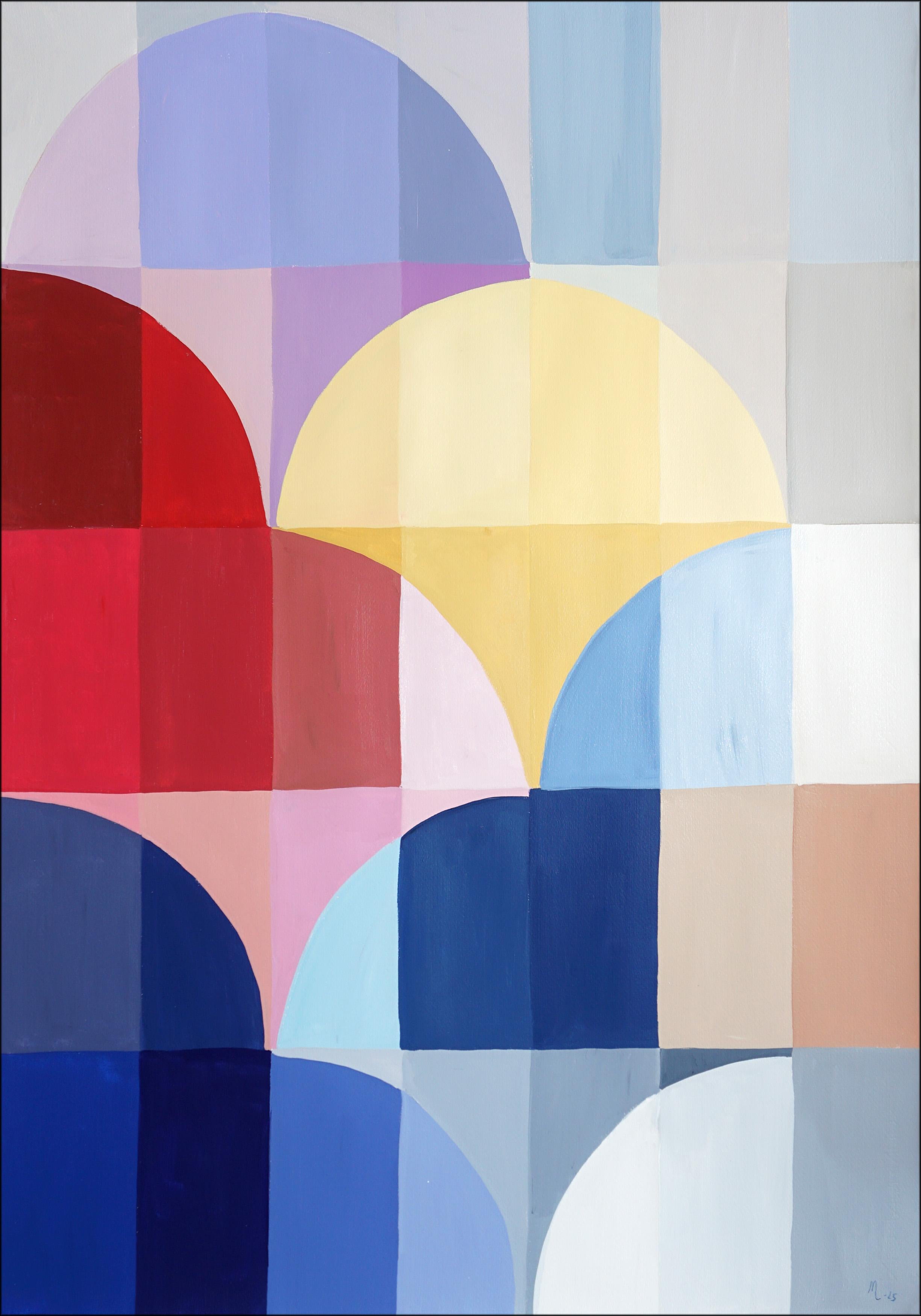 Bauhaus Gems unfolds as a quiet exploration of balance, rhythm, and chromatic architecture. Drawing subtly from the Bauhaus tradition, the work uses geometry not as constraint but as a structure within which intuitive color relationships emerge.