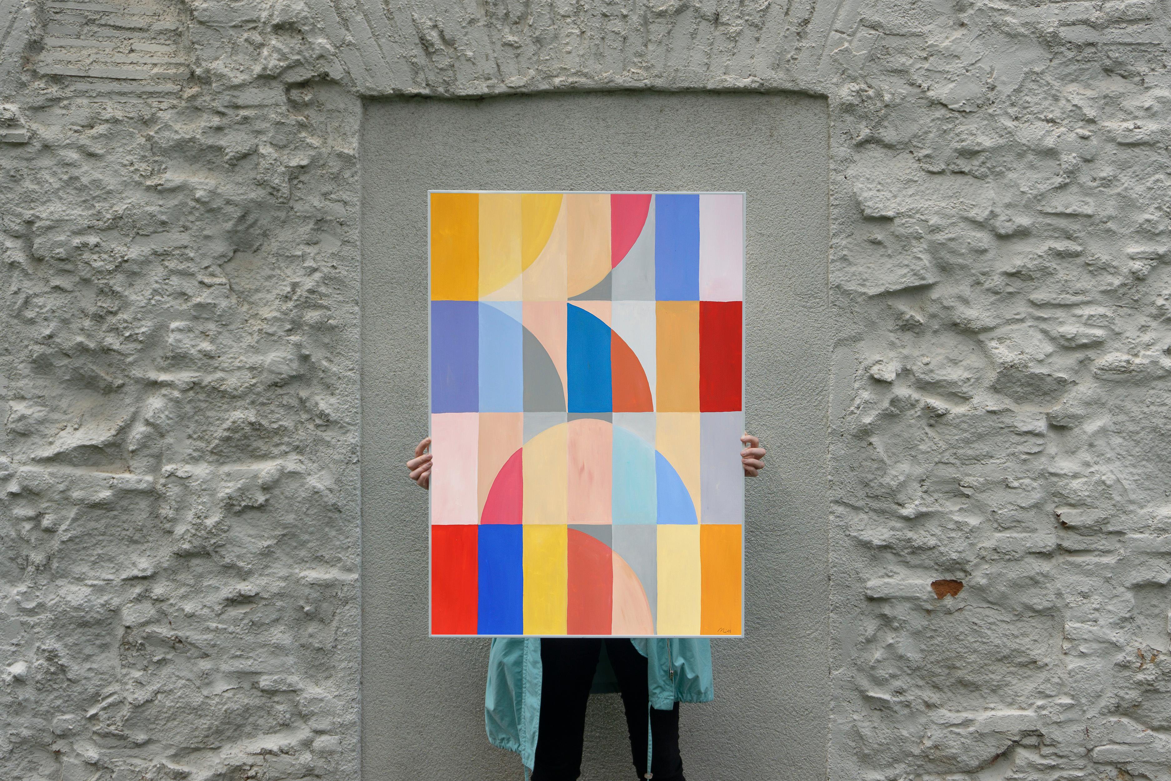 Pintura de Paisaje Bauhaus de Dunas Desérticas Chic, Tonos Vivos, Papel de Acuarela - Painting de Natalia Roman