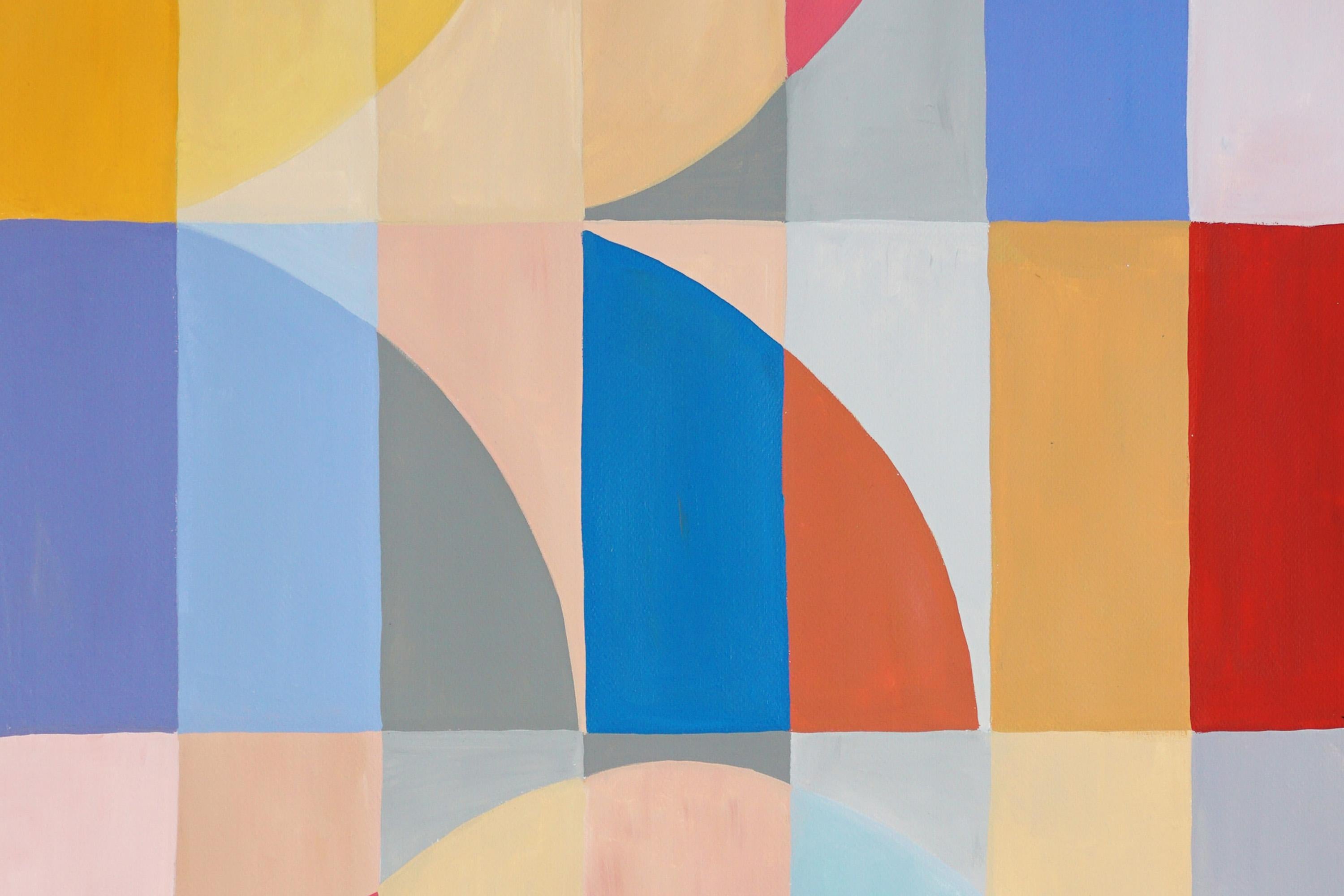 Pintura de Paisaje Bauhaus de Dunas Desérticas Chic, Tonos Vivos, Papel de Acuarela 1