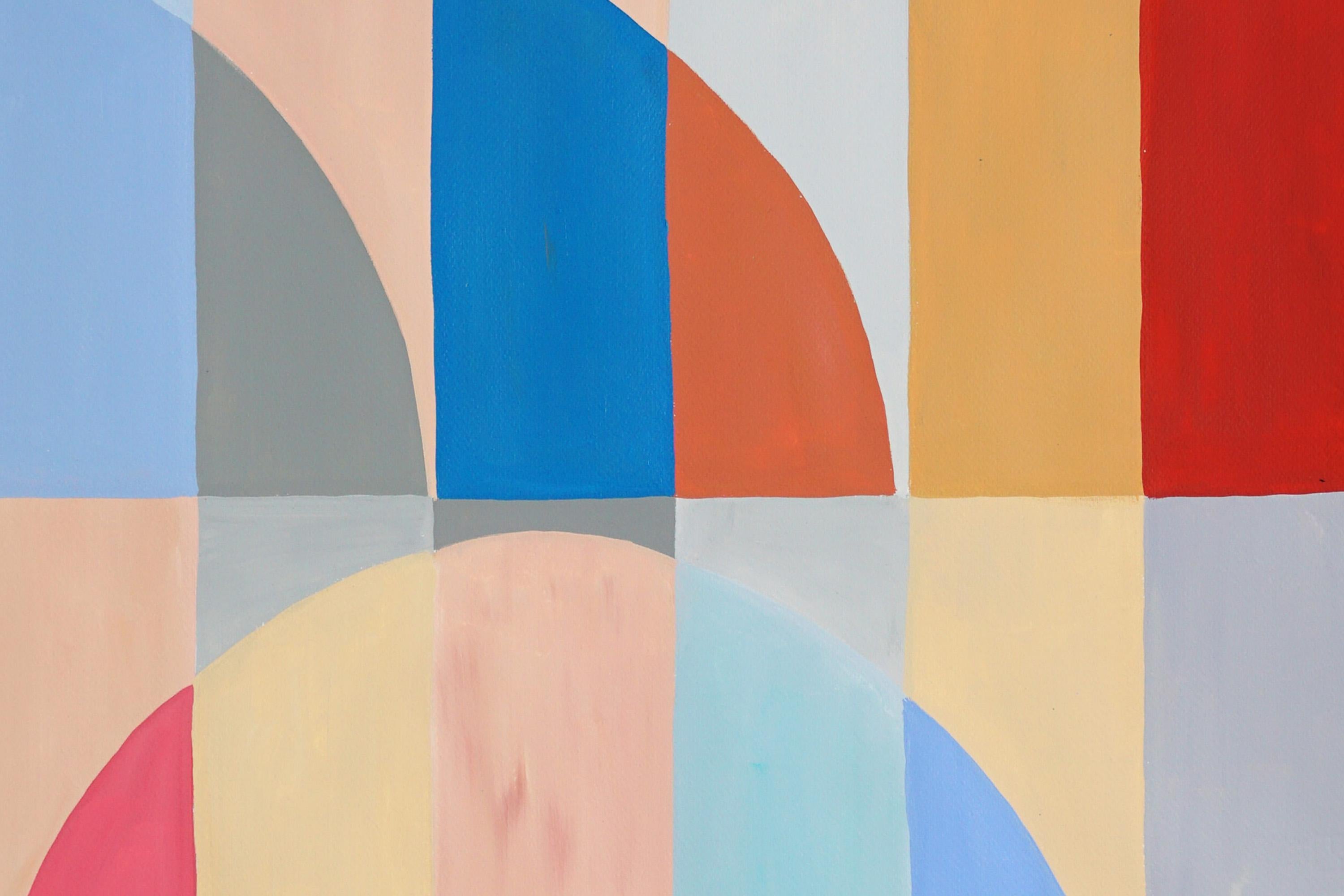 Pintura de Paisaje Bauhaus de Dunas Desérticas Chic, Tonos Vivos, Papel de Acuarela 3