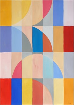 Pintura de Paisaje Bauhaus de Dunas Desérticas Chic, Tonos Vivos, Papel de Acuarela