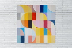 Bauhaus Slide Park, Squared Canvas Painting Grid in Primary Tones, Yellow, Red