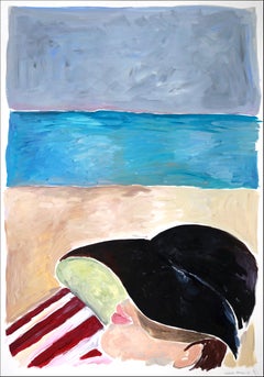 Beach Nap with Rothko, Figurative Acrylic Painting, Portrait Regency Style, 2021