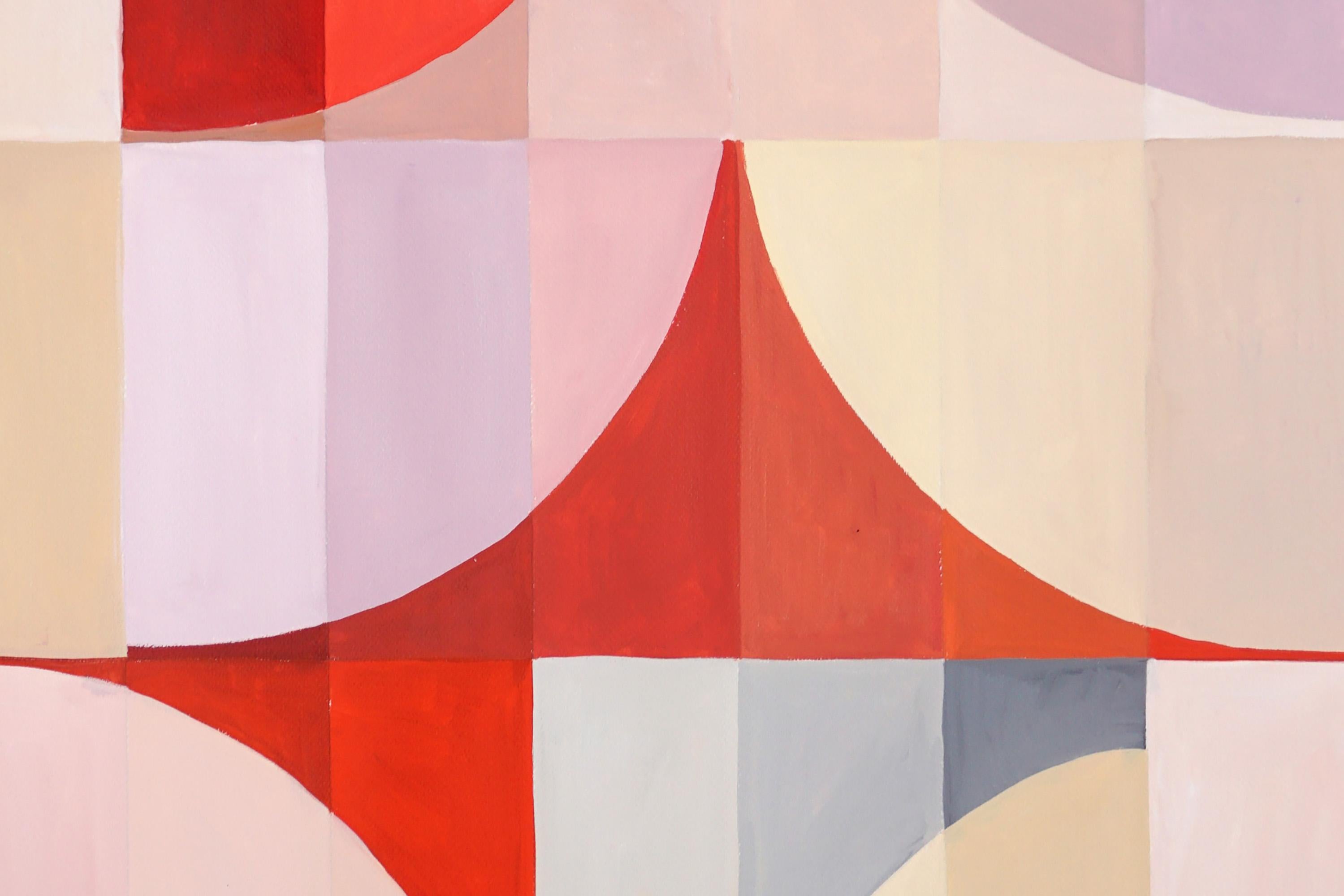 Behind the Real Curtains, Bauhaus Pattern Grid, Pastel Pink, Mauve, Geometric  2
