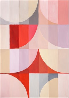 Behind the Real Curtains, Bauhaus Pattern Grid, Pastel Pink, Mauve, Geometric 