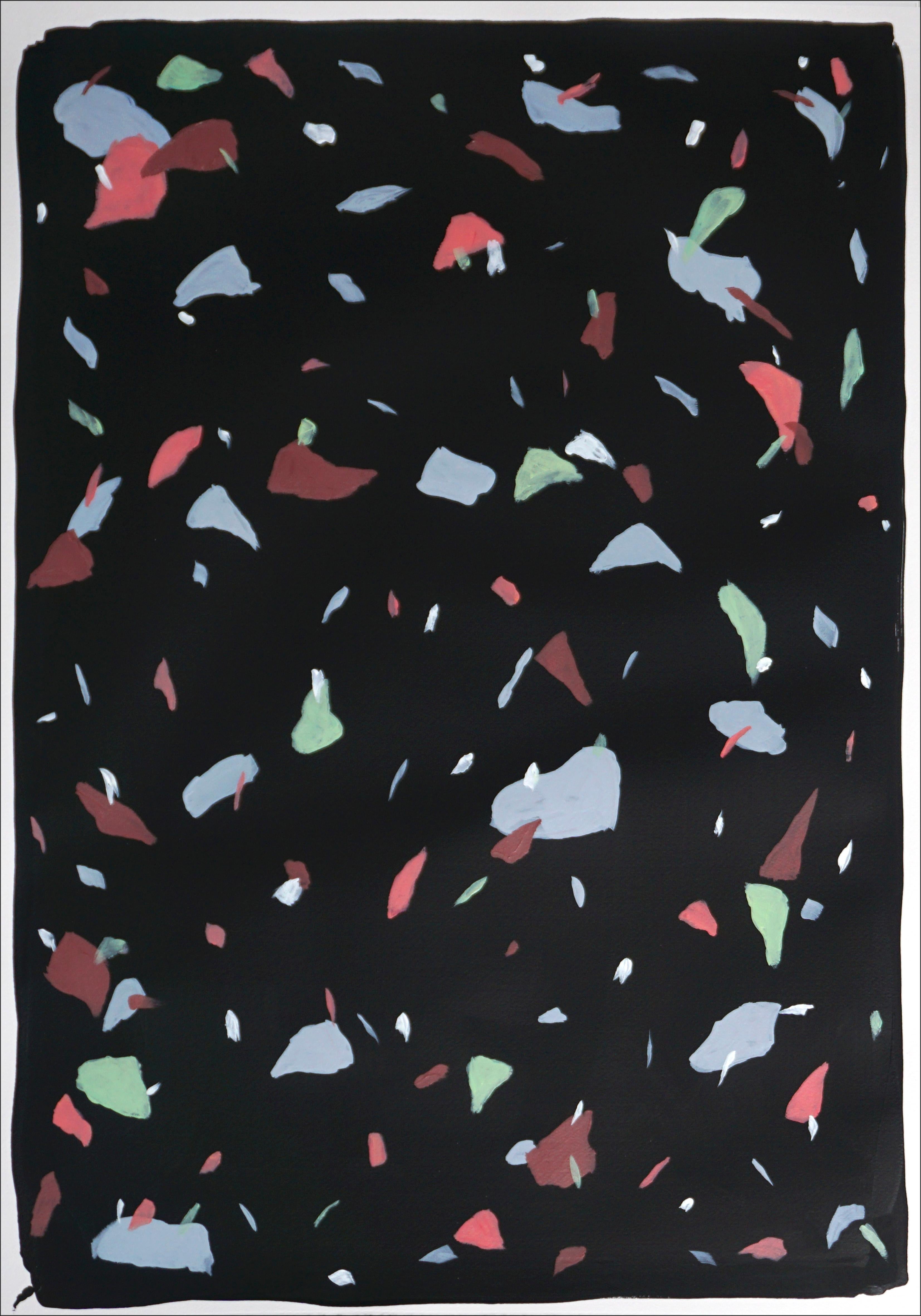 Schwarzer Terrazzo- Confetti in abstrakten Formen, Diptychon in Rosa und Blau in Metalltönen 2022 (Abstrakter Impressionismus), Painting, von Natalia Roman