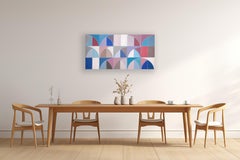 Blue Geometric Drift, Bauhaus Horizontal Painting, Pointed Arches Sequence, 2026