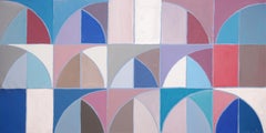 Blue Geometric Drift, Bauhaus Horizontal Painting, Pointed Arches Sequence, 2026