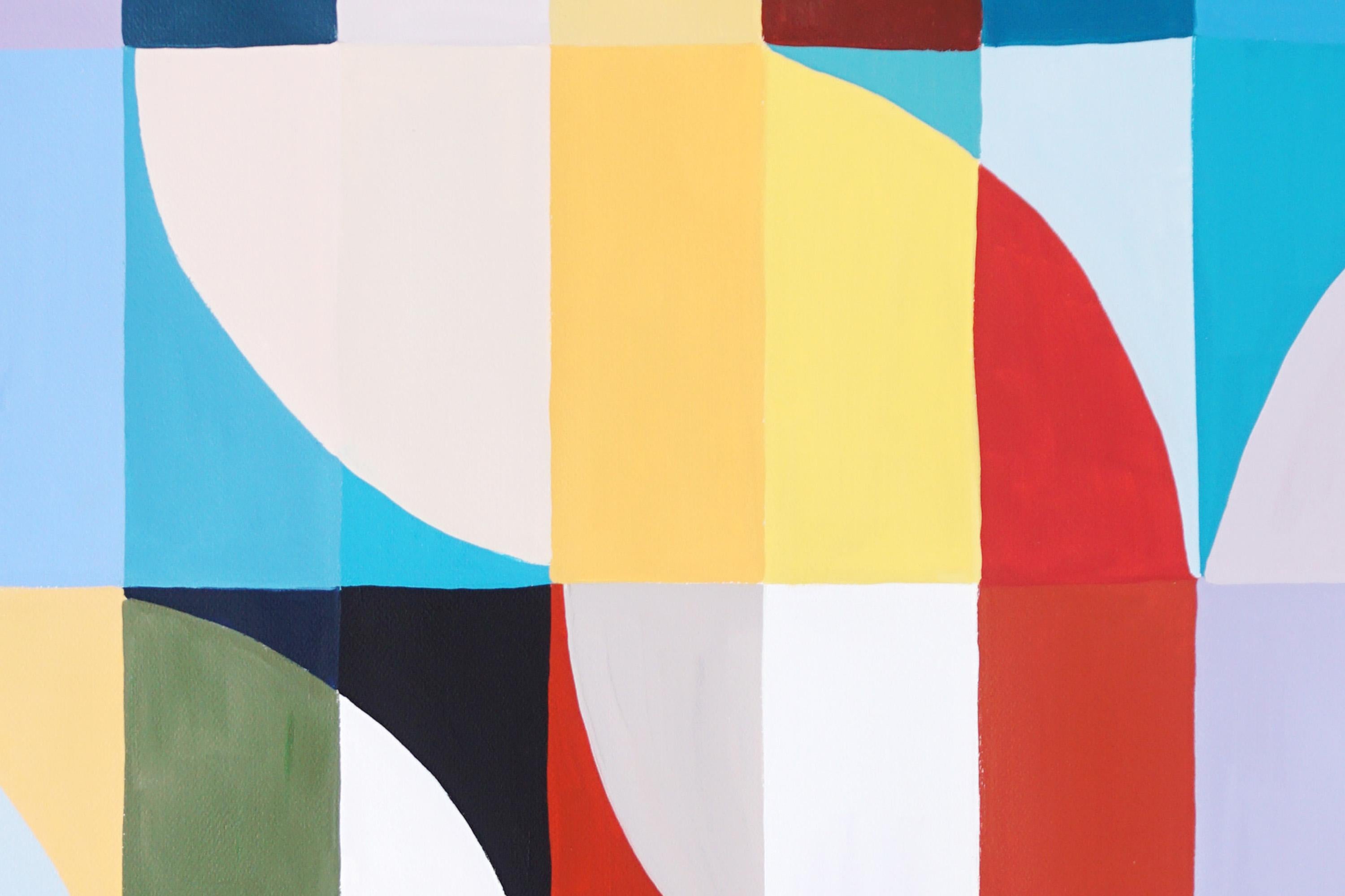 Cappadocia Air Balloons, peinture triptyque du Bauhaus, mosaïque de paysage, rouge, papier 5