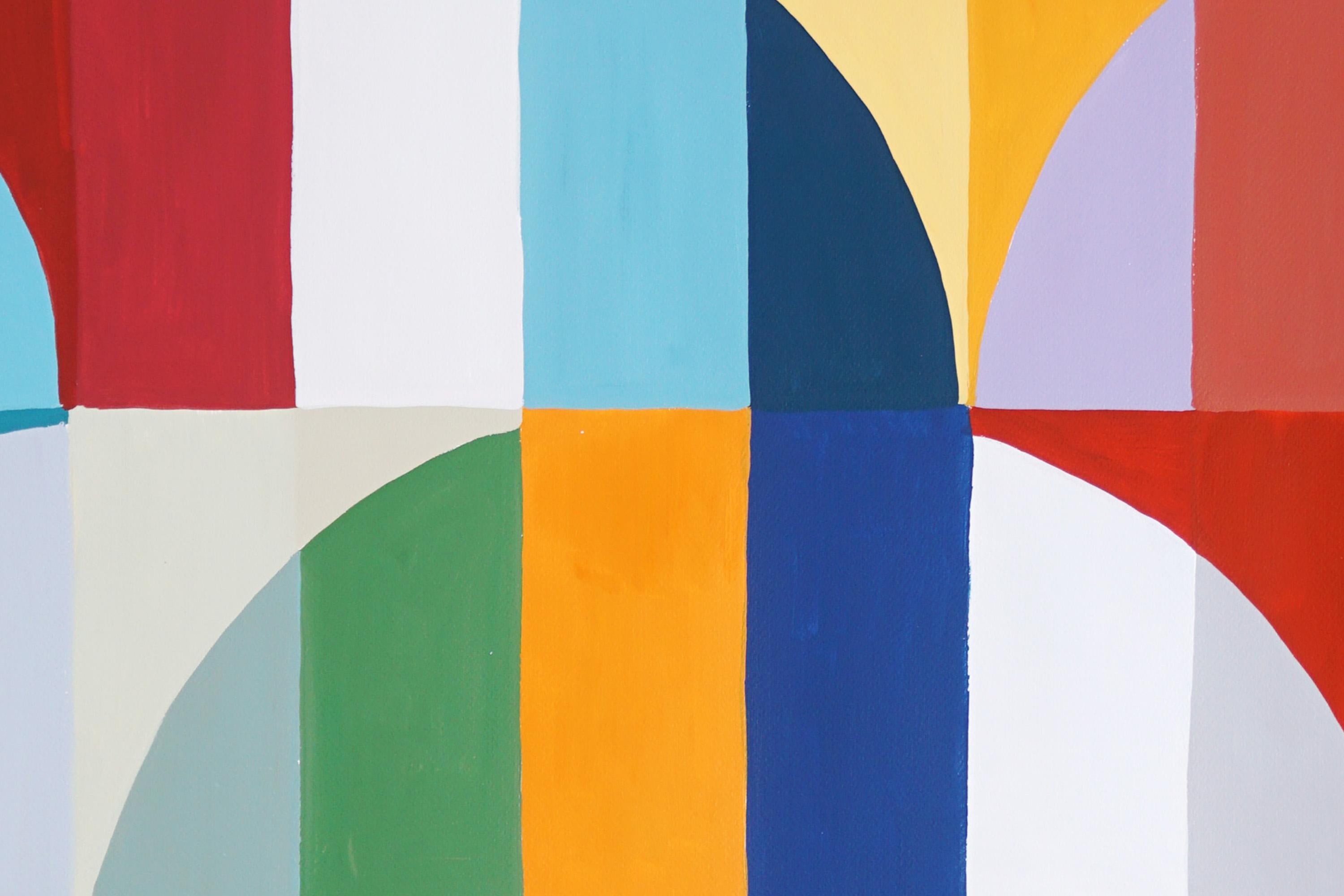 Cappadocia Air Balloons, peinture triptyque du Bauhaus, mosaïque de paysage, rouge, papier 6