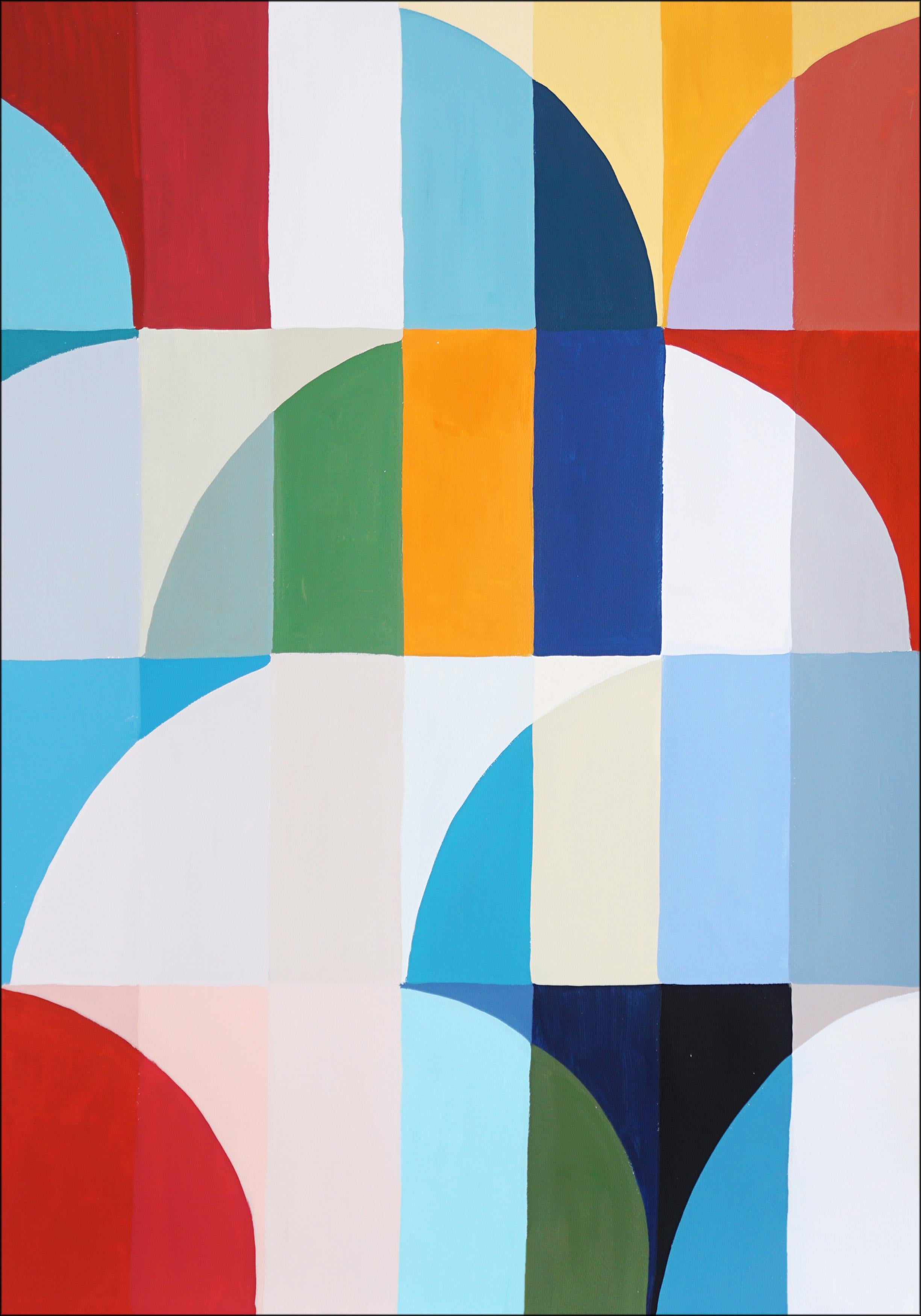 Cappadocia Air Balloons, peinture triptyque du Bauhaus, mosaïque de paysage, rouge, papier 3
