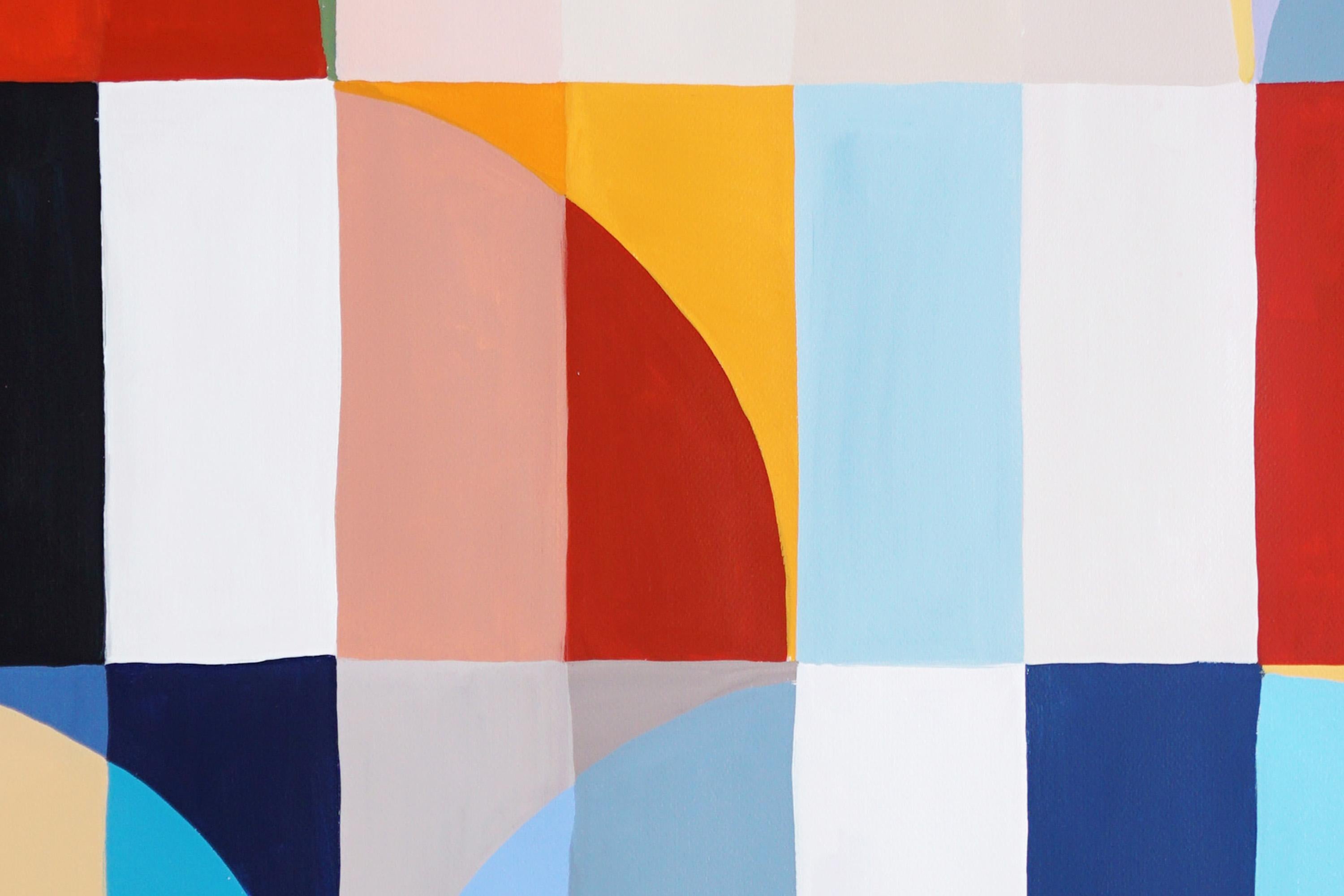Cappadocia Air Balloons, peinture triptyque du Bauhaus, mosaïque de paysage, rouge, papier 4