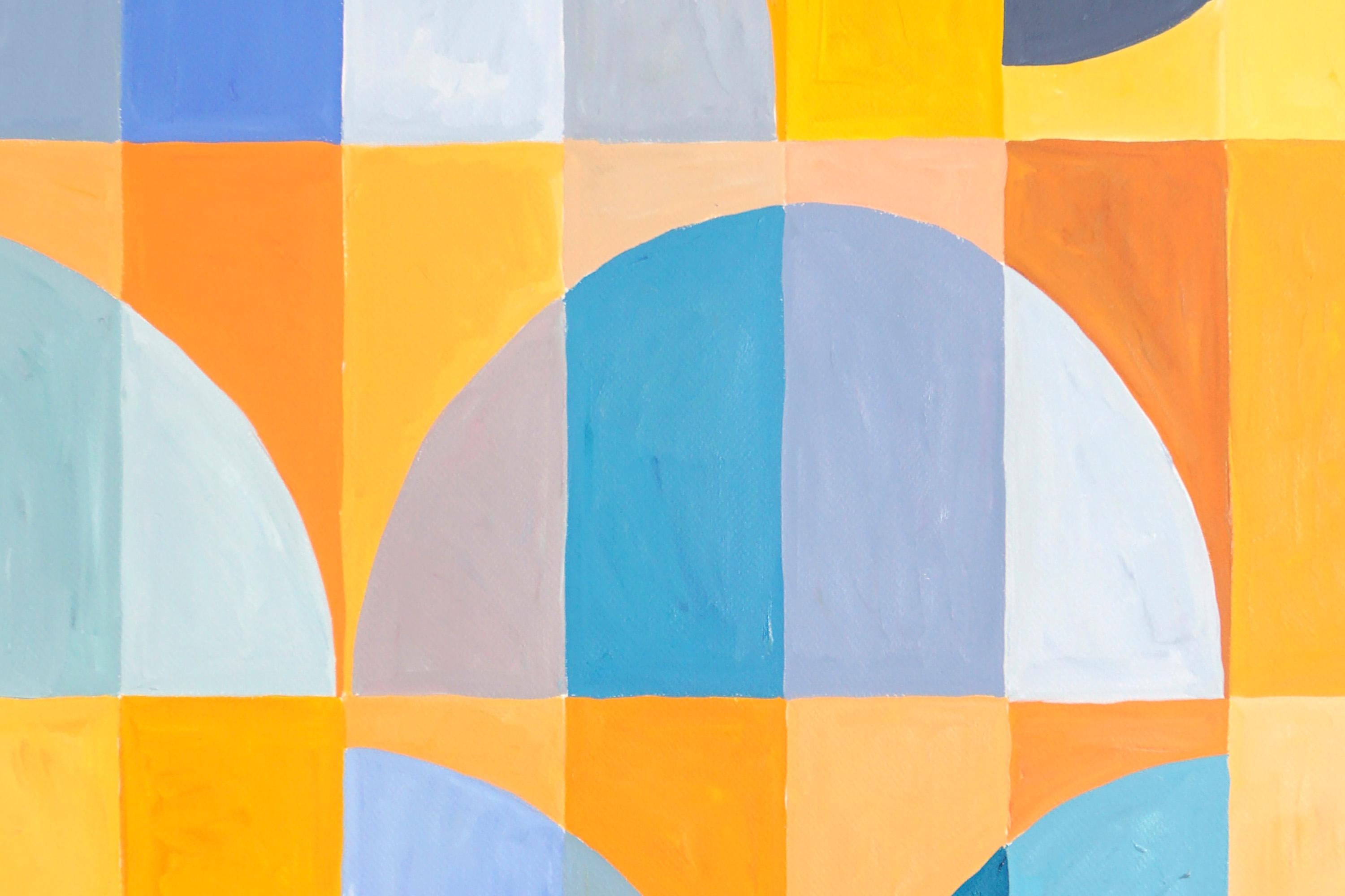 Stagioni mutevoli in toni primari, giallo, blu, rosso Griglia Bauhaus Trittico grande 6
