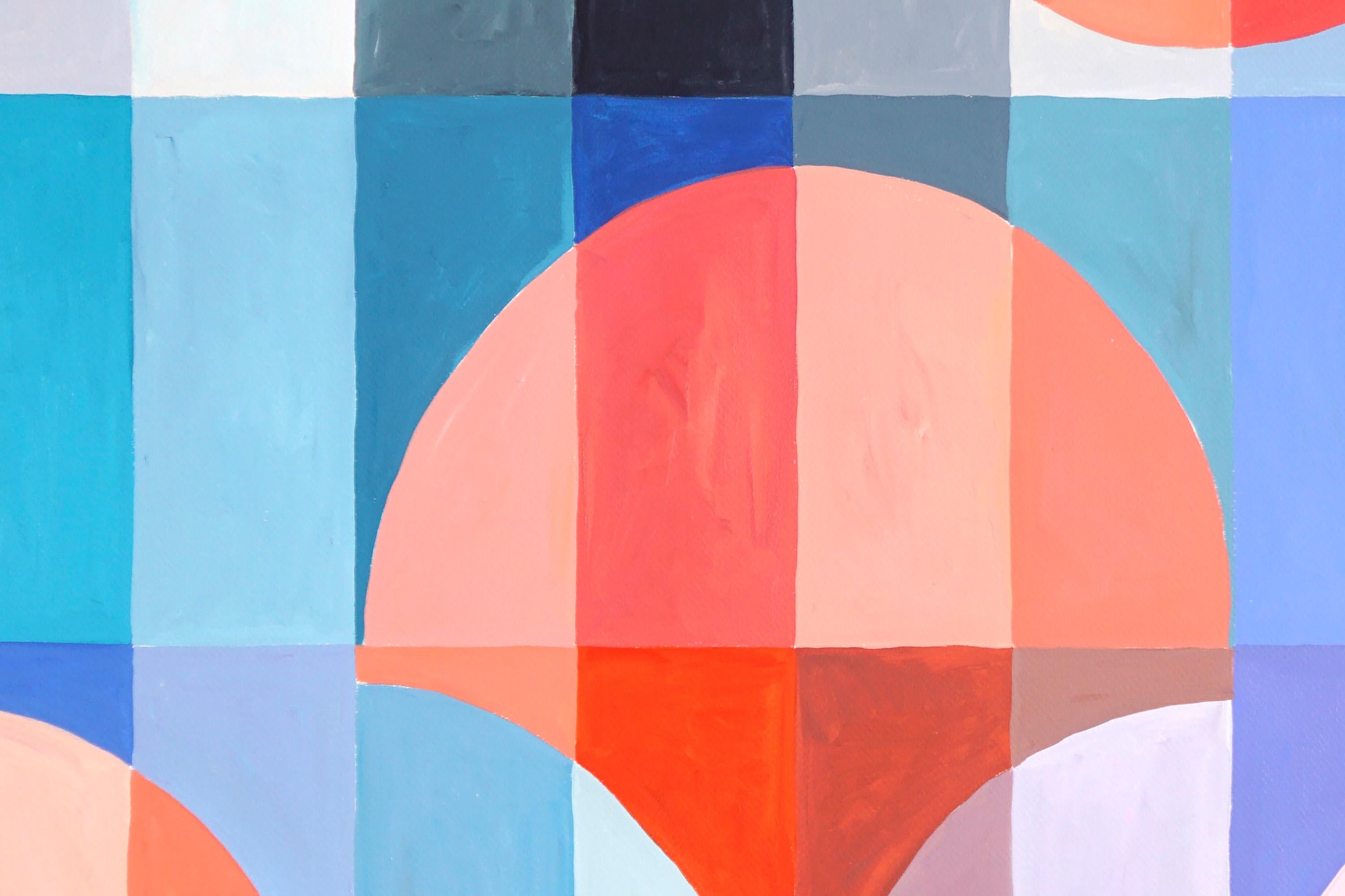 Stagioni mutevoli in toni primari, giallo, blu, rosso Griglia Bauhaus Trittico grande 7