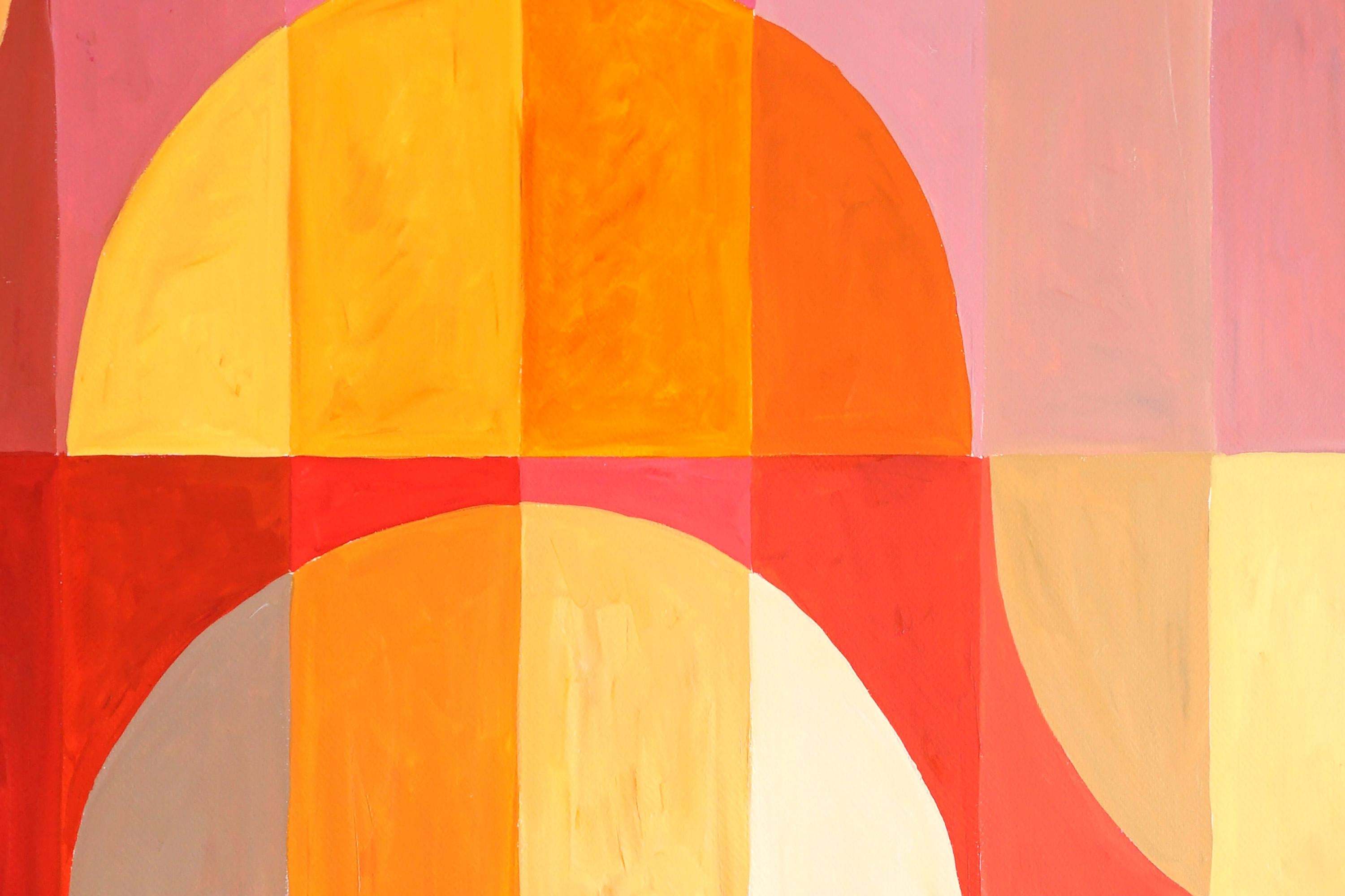 Stagioni mutevoli in toni primari, giallo, blu, rosso Griglia Bauhaus Trittico grande 4