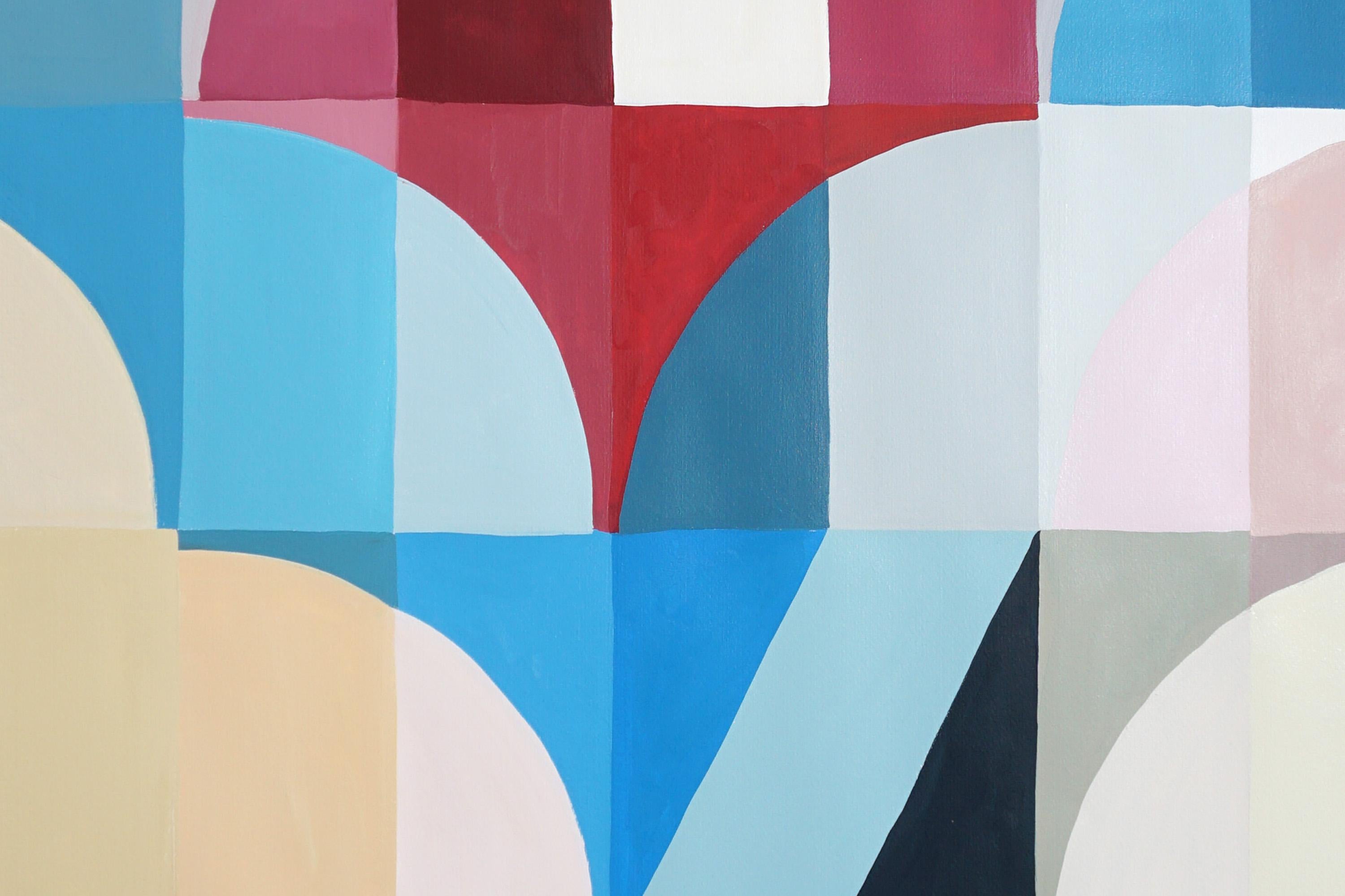 Échelles et tiges colorées, triptyque géométrique abstrait, inspiré du Bauhaus en vente 6