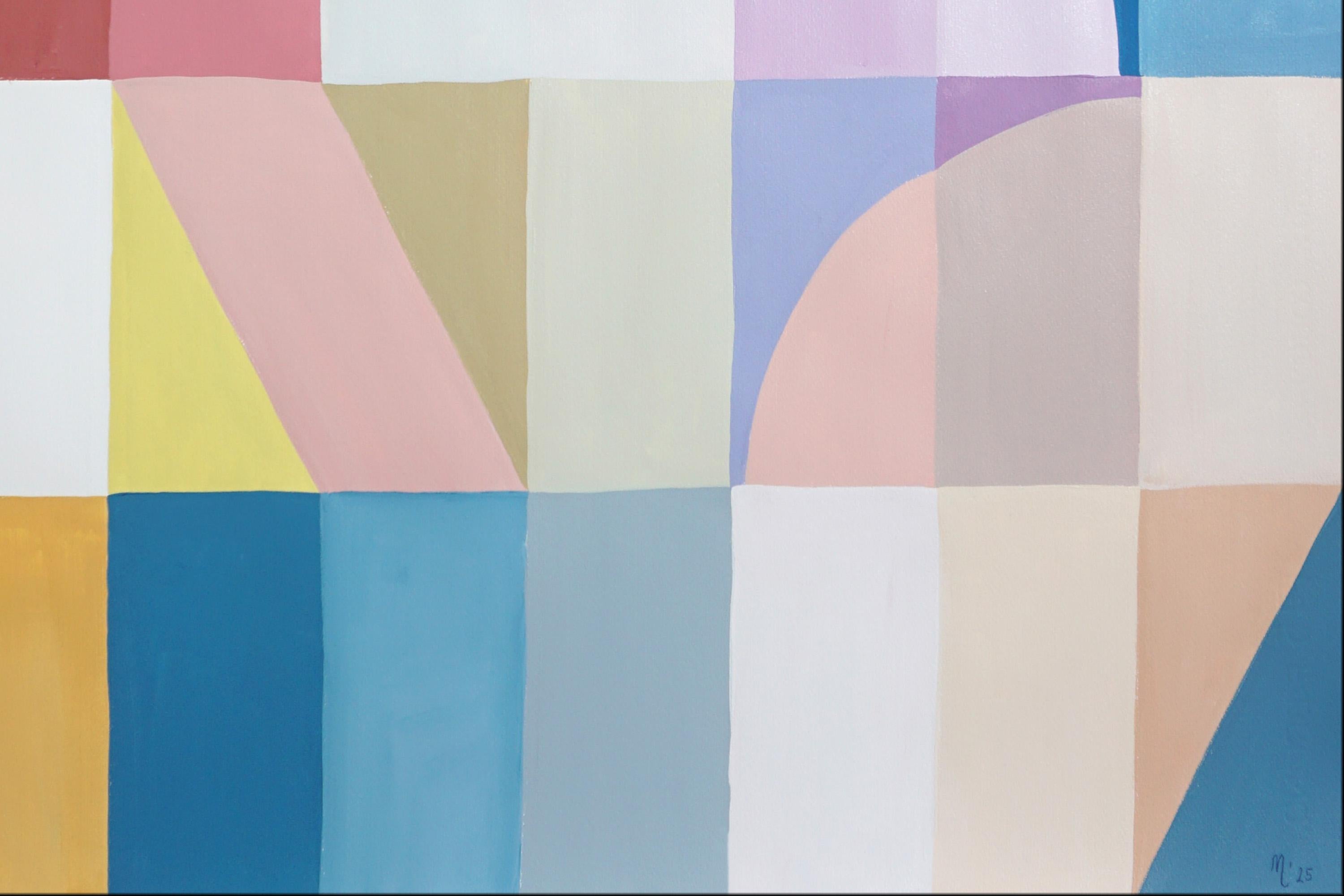 Échelles et tiges colorées, triptyque géométrique abstrait, inspiré du Bauhaus en vente 3