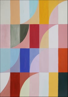 Ziggourat colorée, motif Bauhaus aux tons Vivid, Cascade de couleurs, Rouge, Jaune
