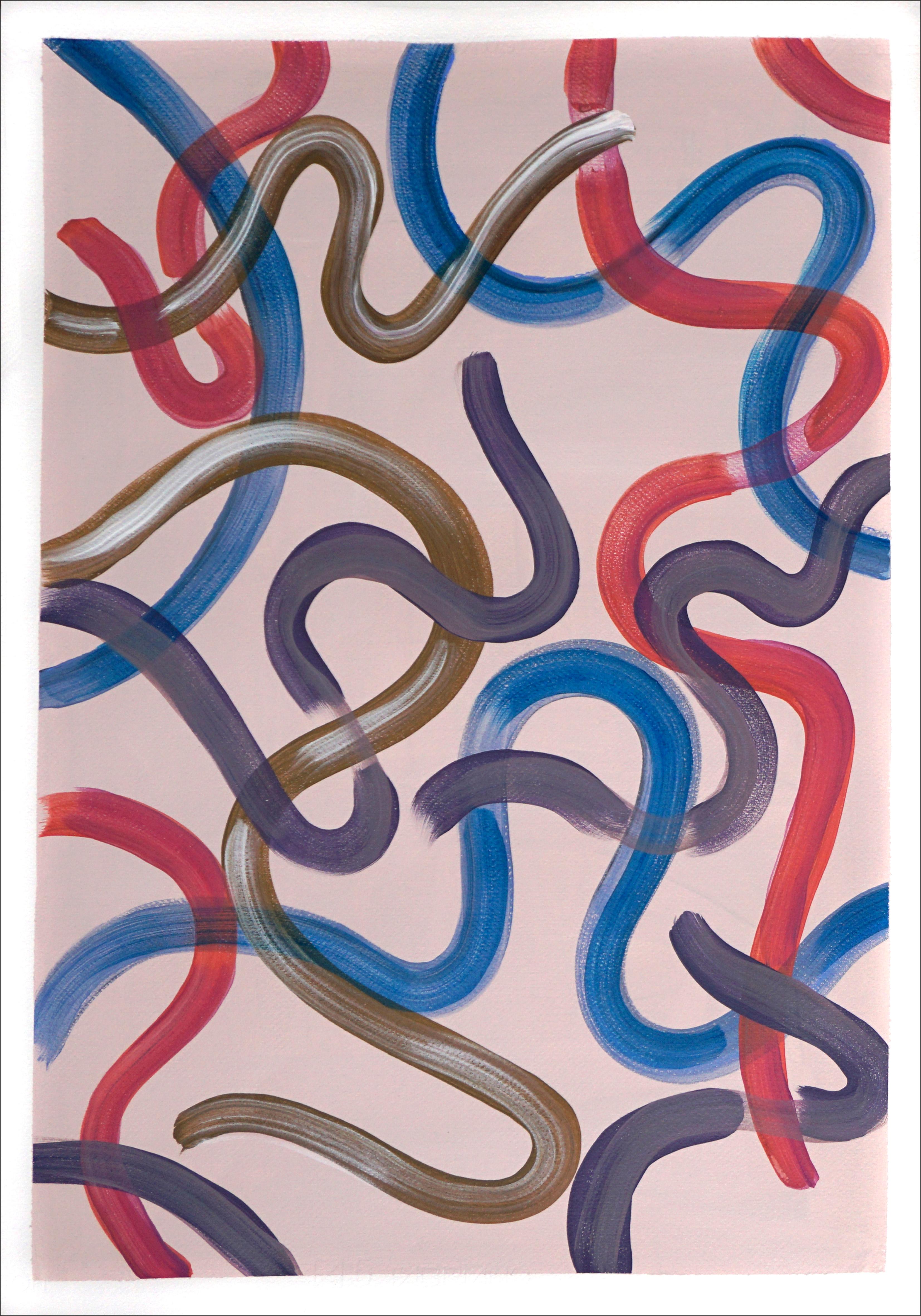 Pinceladas de Espíritu de Confeti, Gestos Expresionistas Abstractos sobre Rosa, Urbano - Painting Neoexpresionista de Natalia Roman